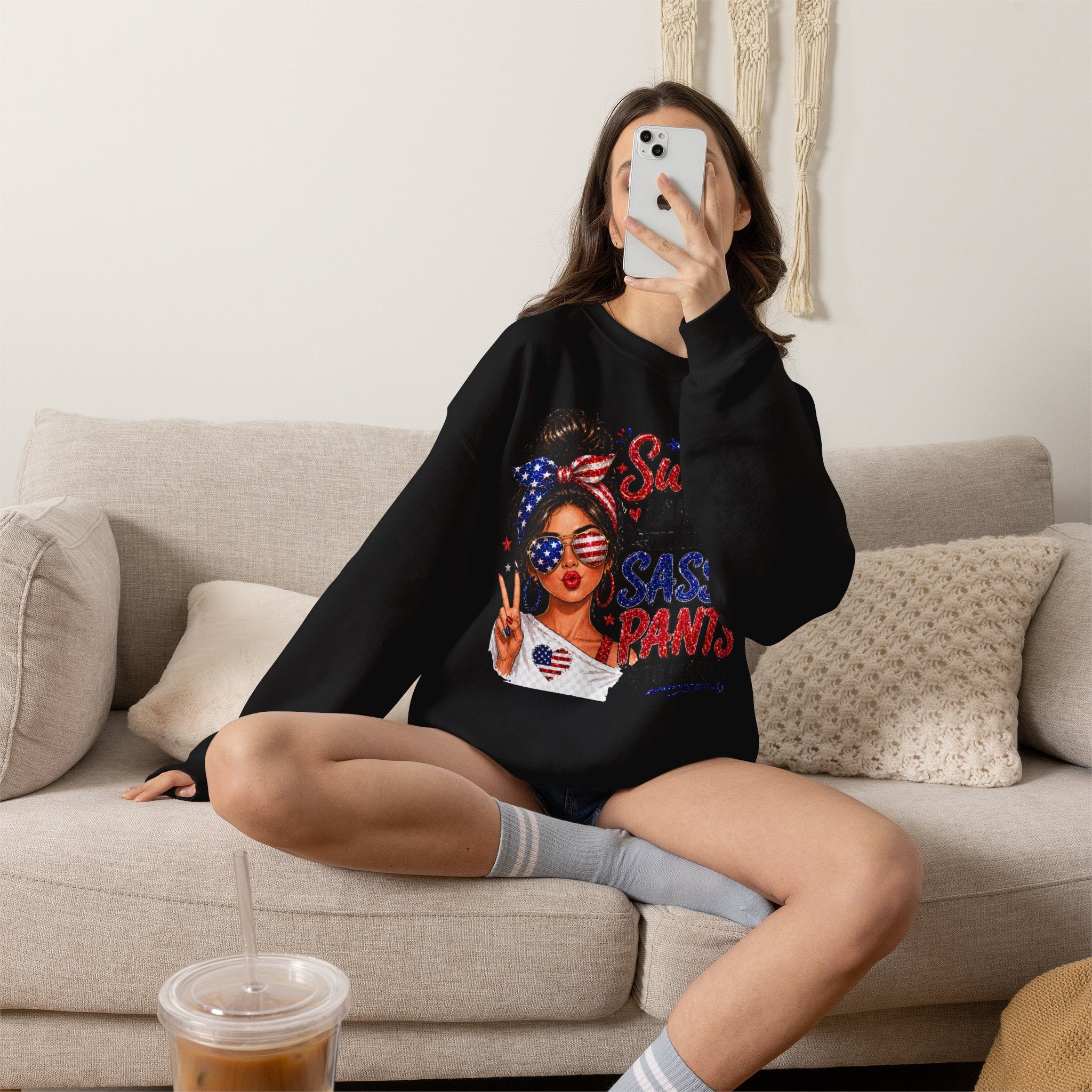 Patriotic 'Sweet Land of Liberty, Sassy Pants to Match' Crewneck Sweatshirt