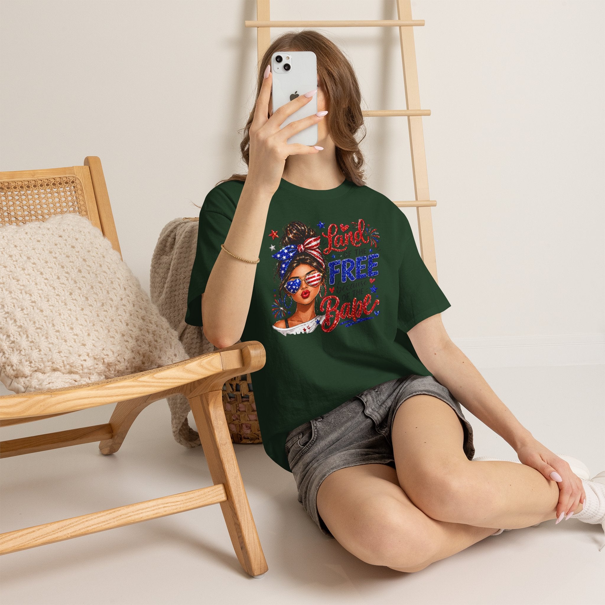 Patriotic Babe T-Shirt — “Land of the Free Because of the Babe” 4th of July Tee
