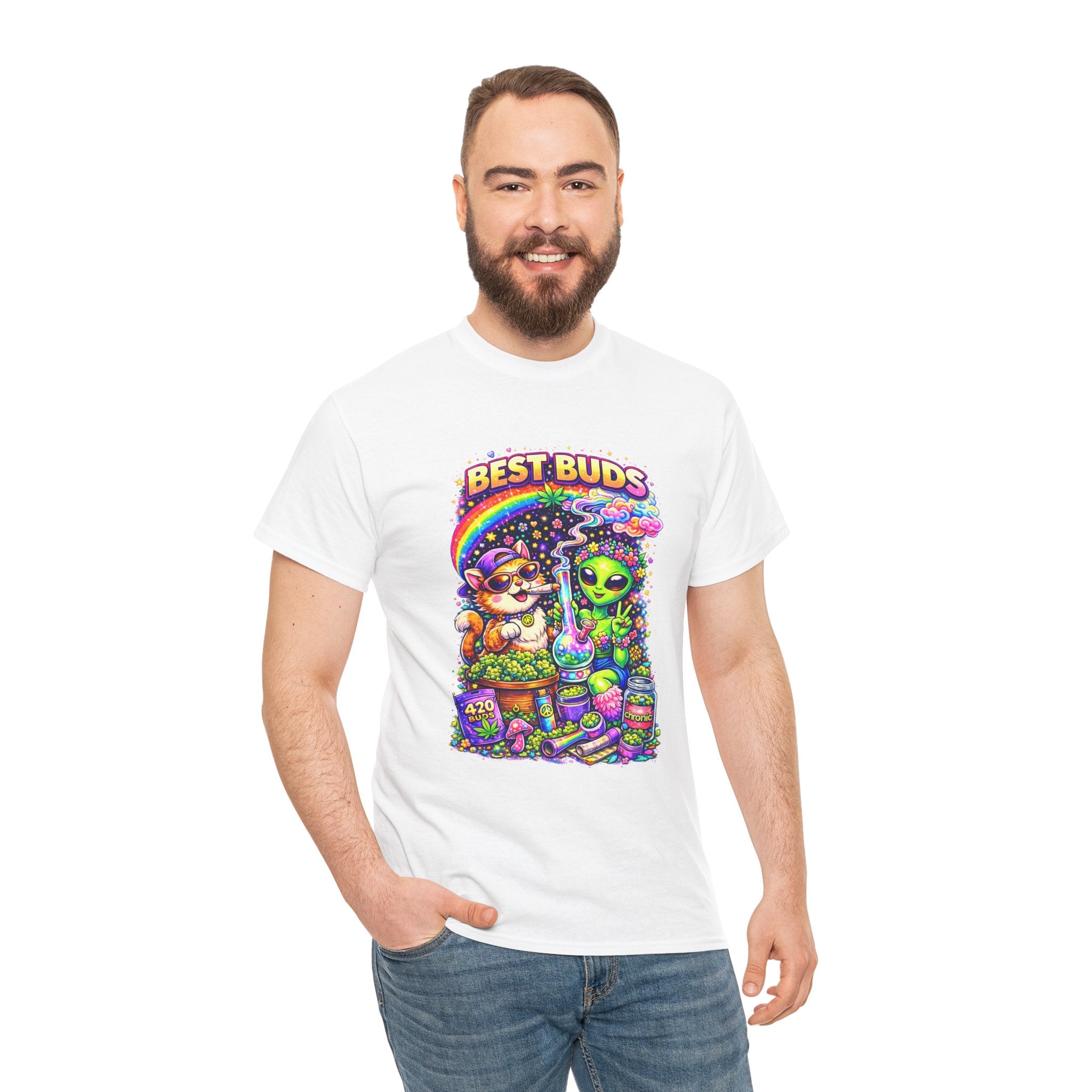 Graphic Tee — "Best Buds" Cute Alien & Mushroom Friends T-Shirt