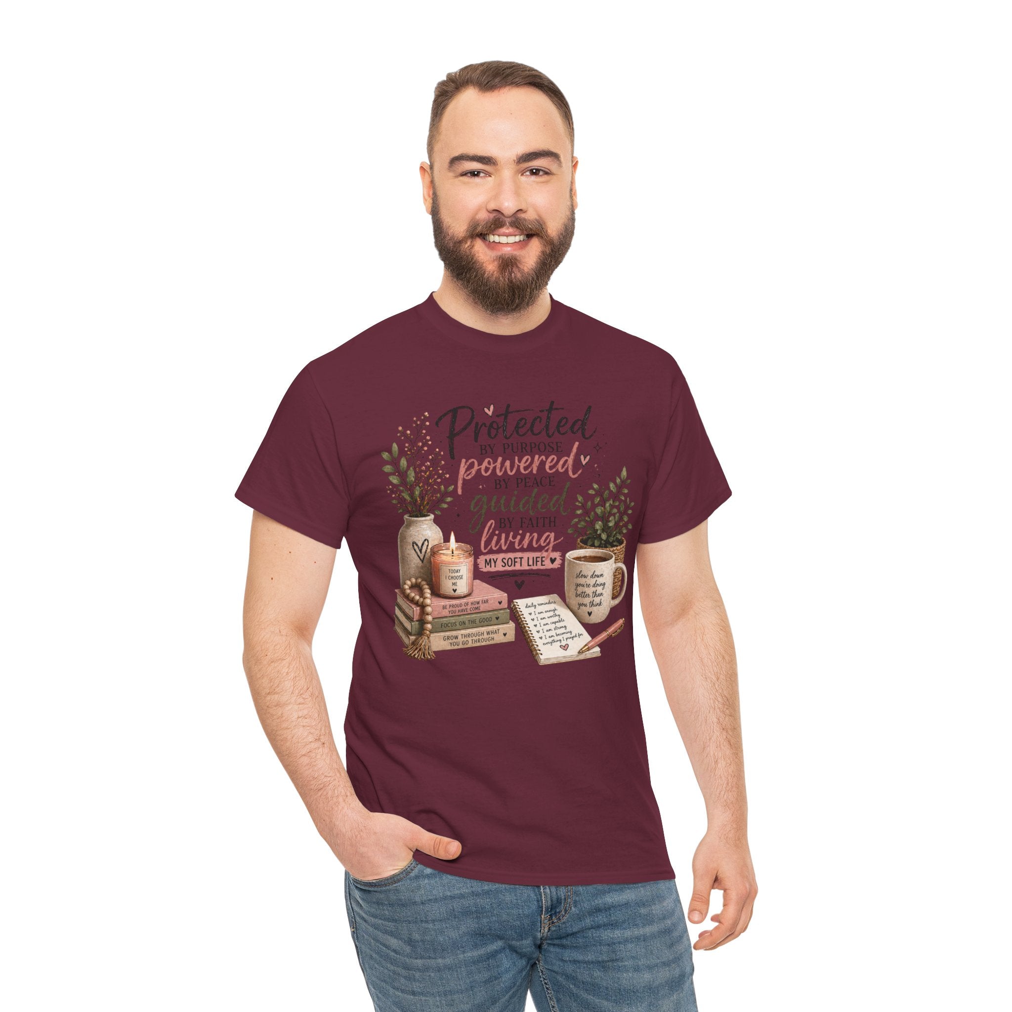 Christian Faith T-Shirt — “Protected, Powered, Guided” Inspirational Tee