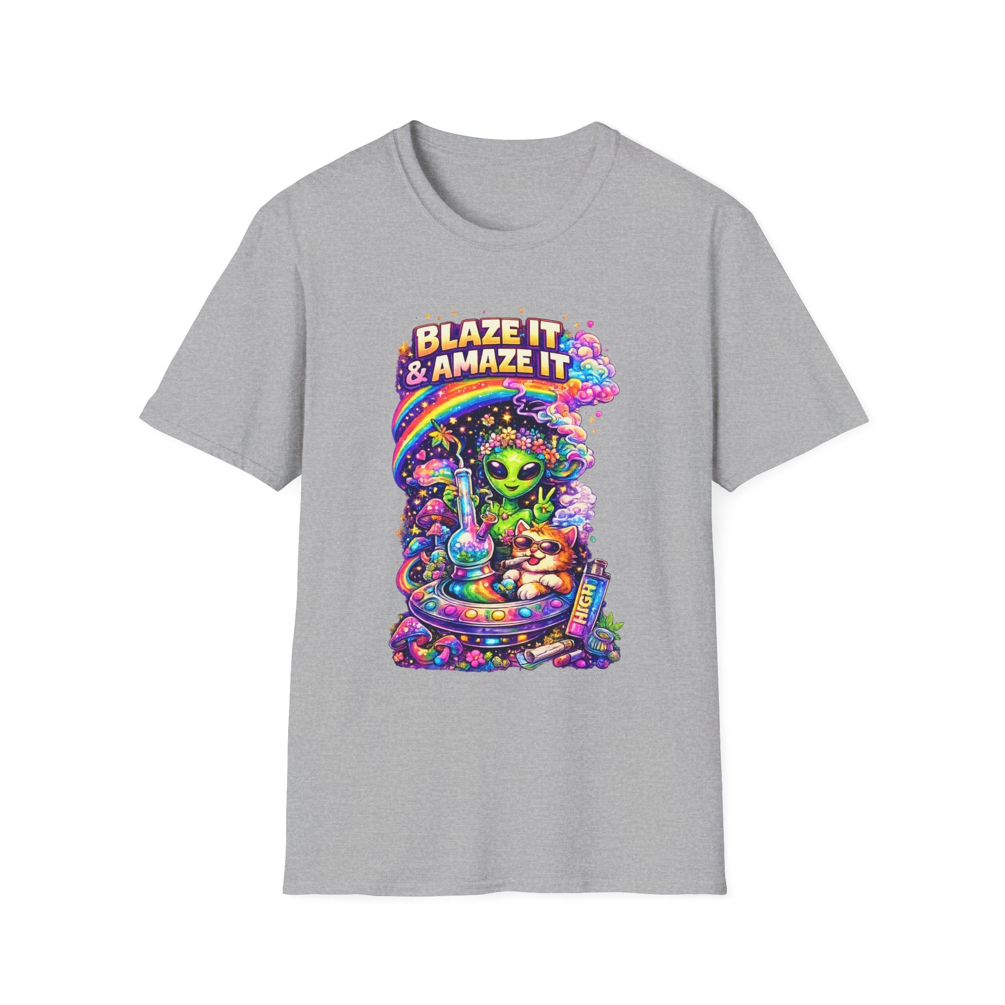 Alien Rainbow Tee - "Blaze It & Amaze It" Psychedelic Graphic T-Shirt