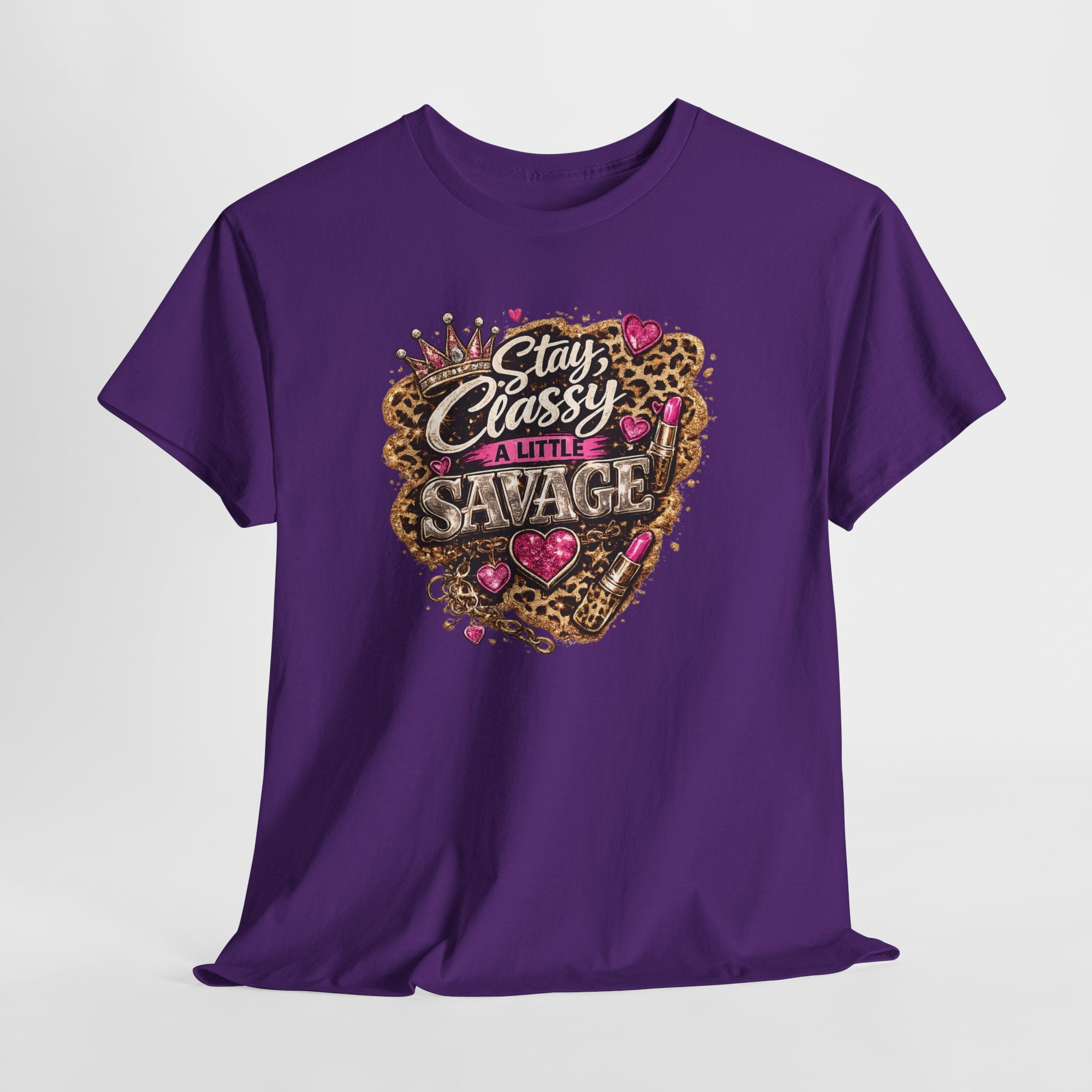 Stay Classy a Little Savage Tee — Leopard Heart Graphic T-Shirt