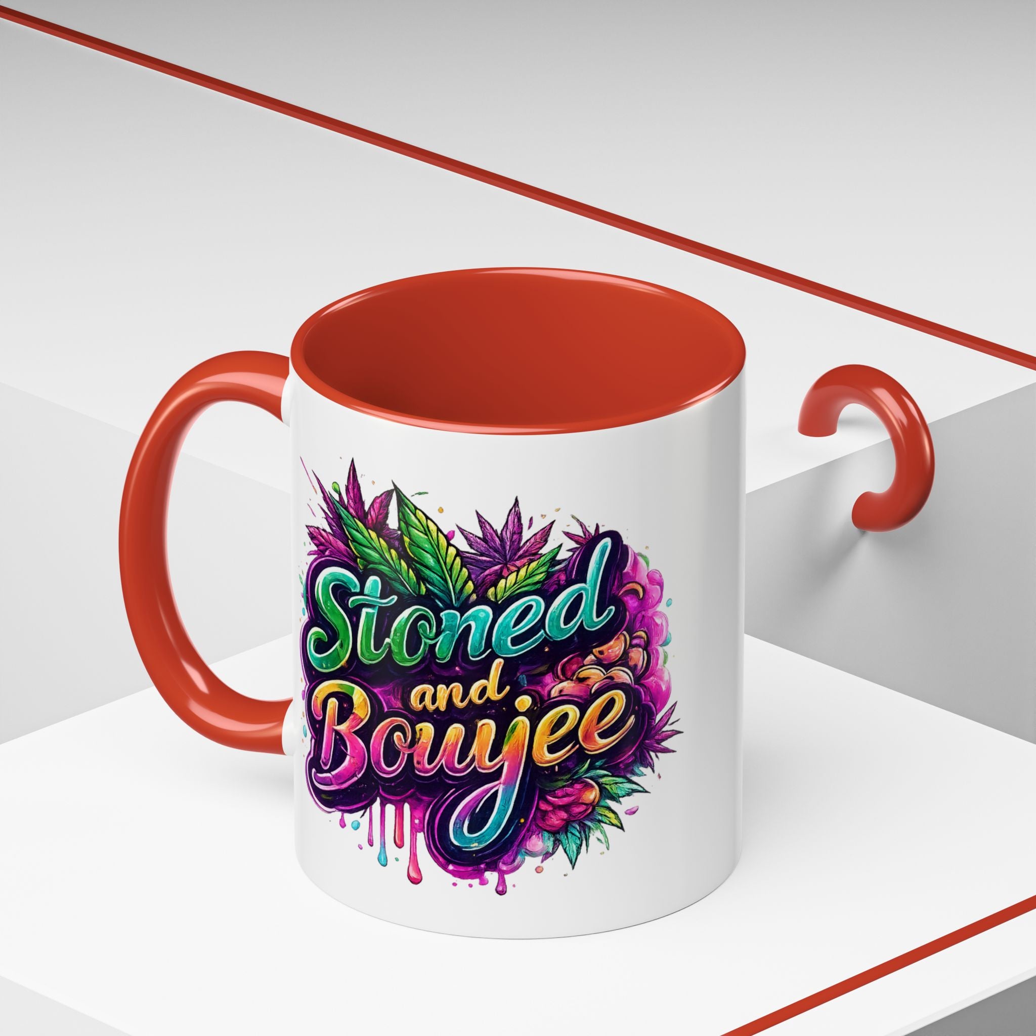 Accent Coffee Mug — "Stoned and Boujee" Colorful Cannabis Art
