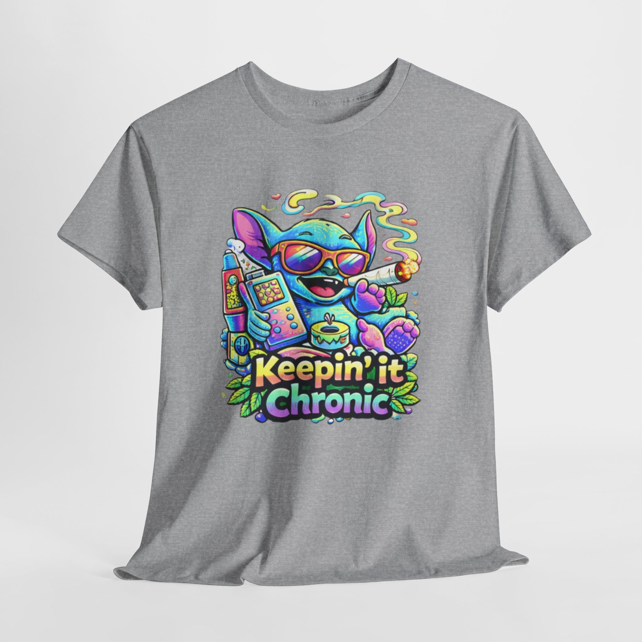 Keepin' It Chronic T-Shirt — Colorful Stoner Cat Graphic Tee