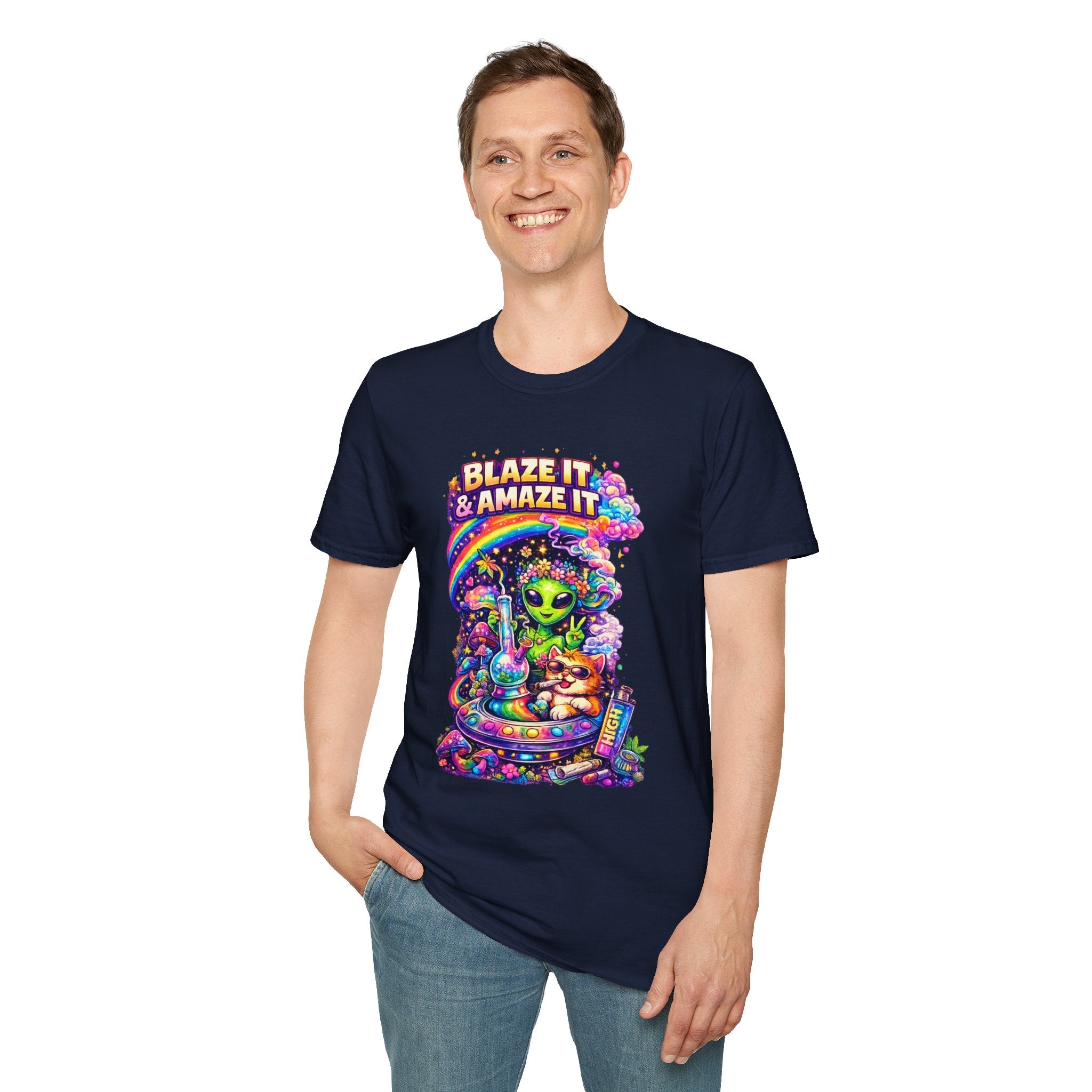 Alien Rainbow Tee - "Blaze It & Amaze It" Psychedelic Graphic T-Shirt