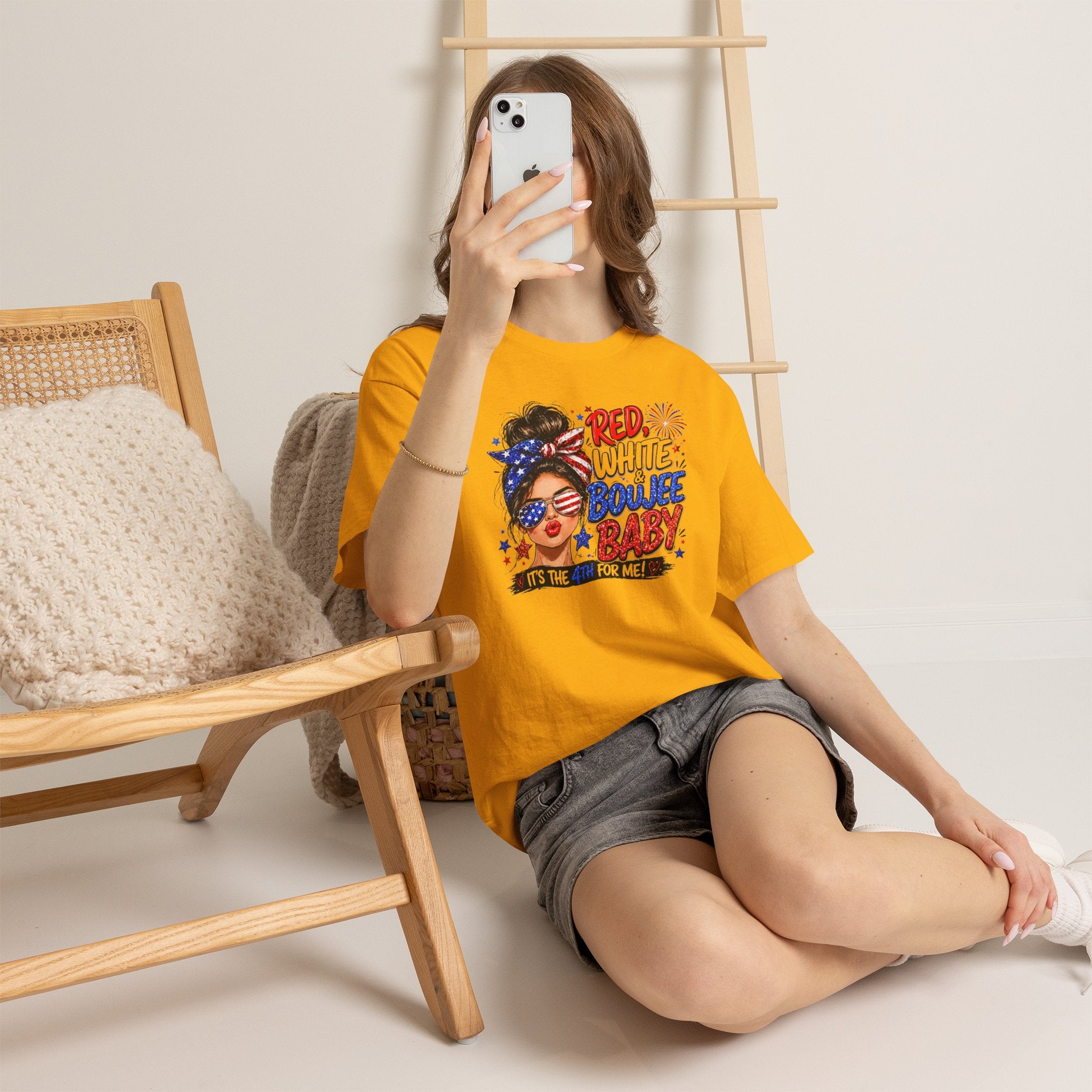 Patriotic 'Red White Boujee Baby' Tee – 4th of July Women's Graphic Shirt