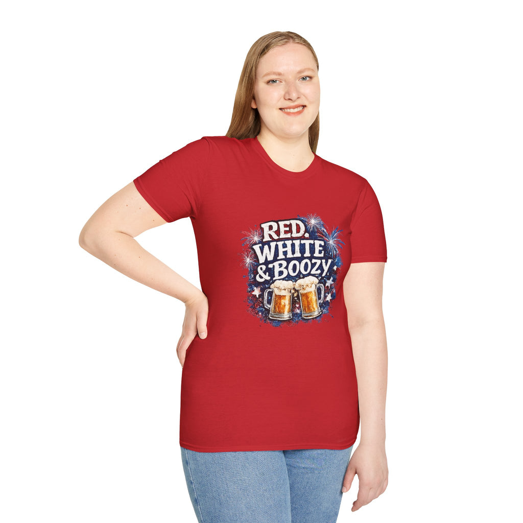 Red, White & Boozy Beer T-Shirt — Patriotic 4th of July Party Tee