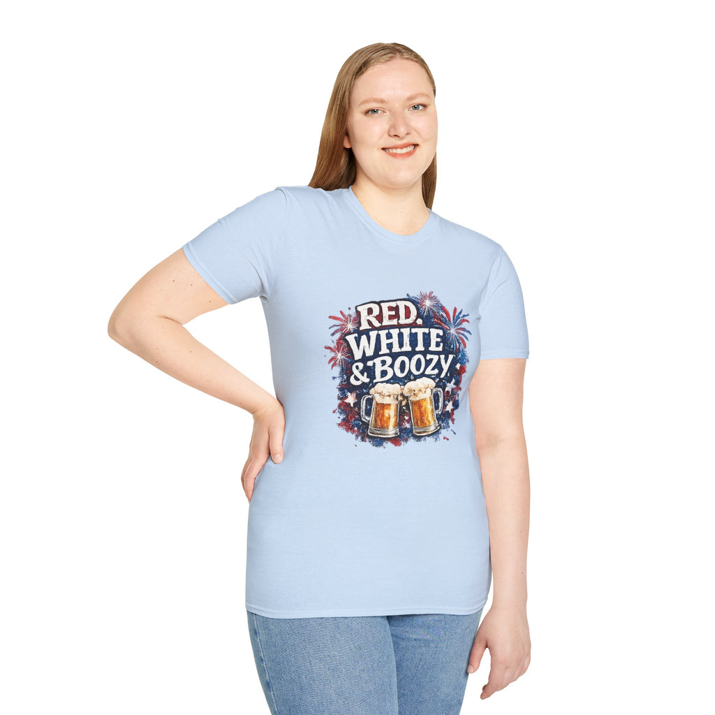 Red, White & Boozy Beer T-Shirt — Patriotic 4th of July Party Tee