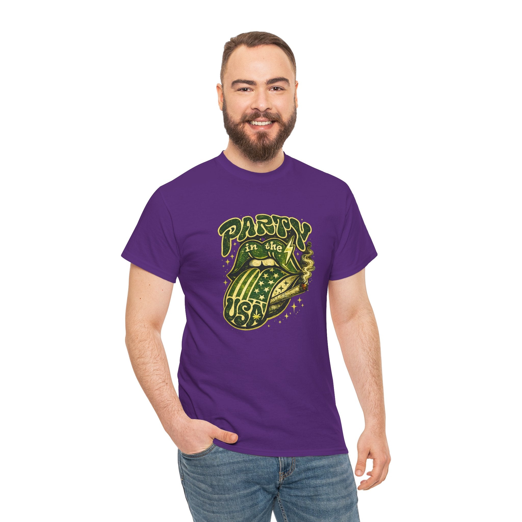 Party in the USA Graphic T-Shirt – Retro Rolling Tongue Design