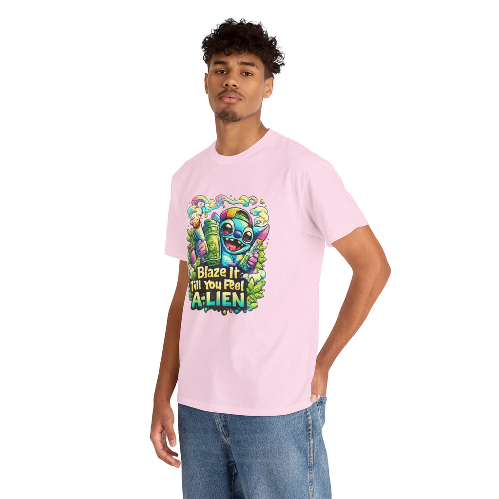 Alien Mushroom Graphic Tee - "Blaze It Till You’re A-LIEN" Psychedelic Cartoon Shirt