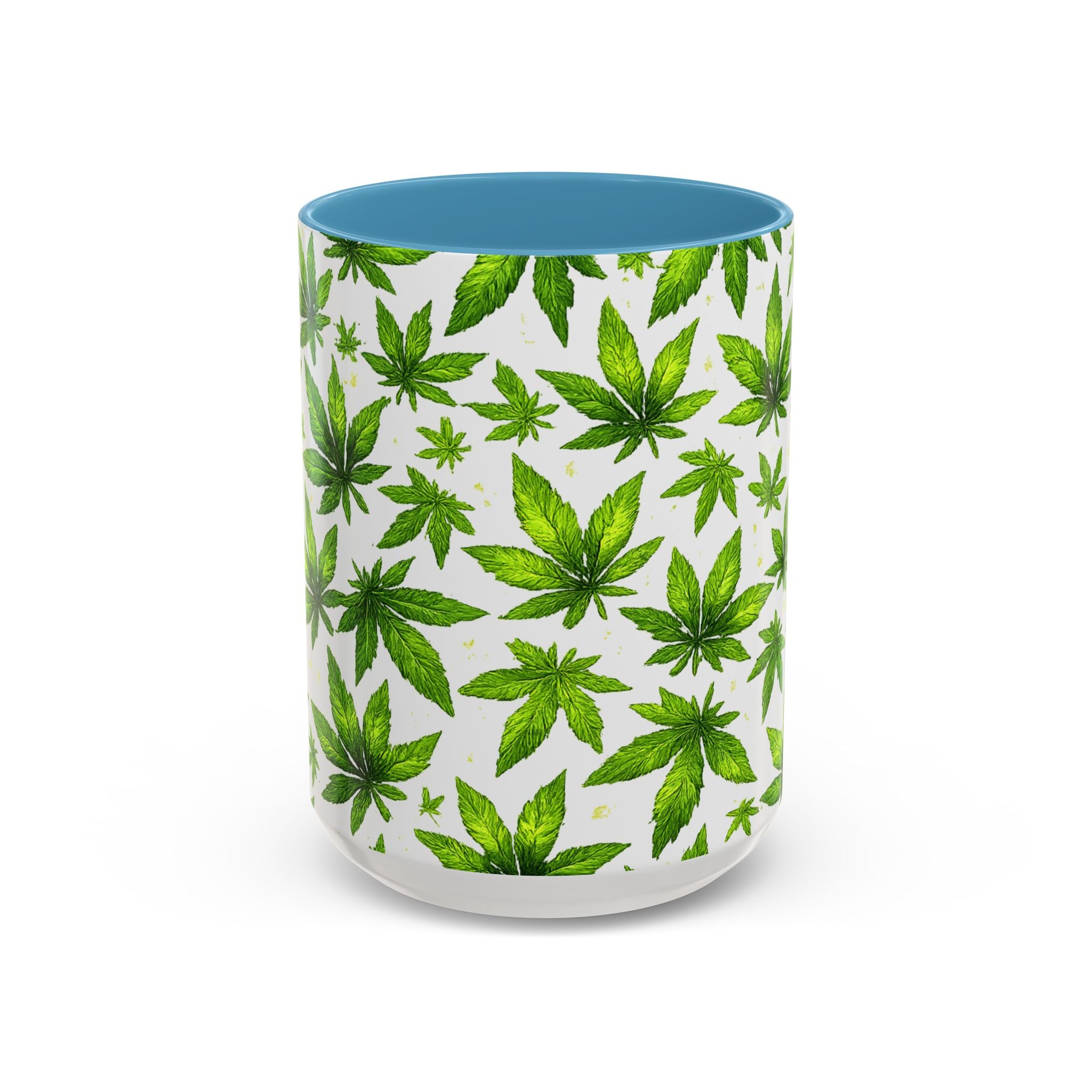 Cannabis Leaf Pattern Accent Coffee Mug – 11/15oz Ceramic