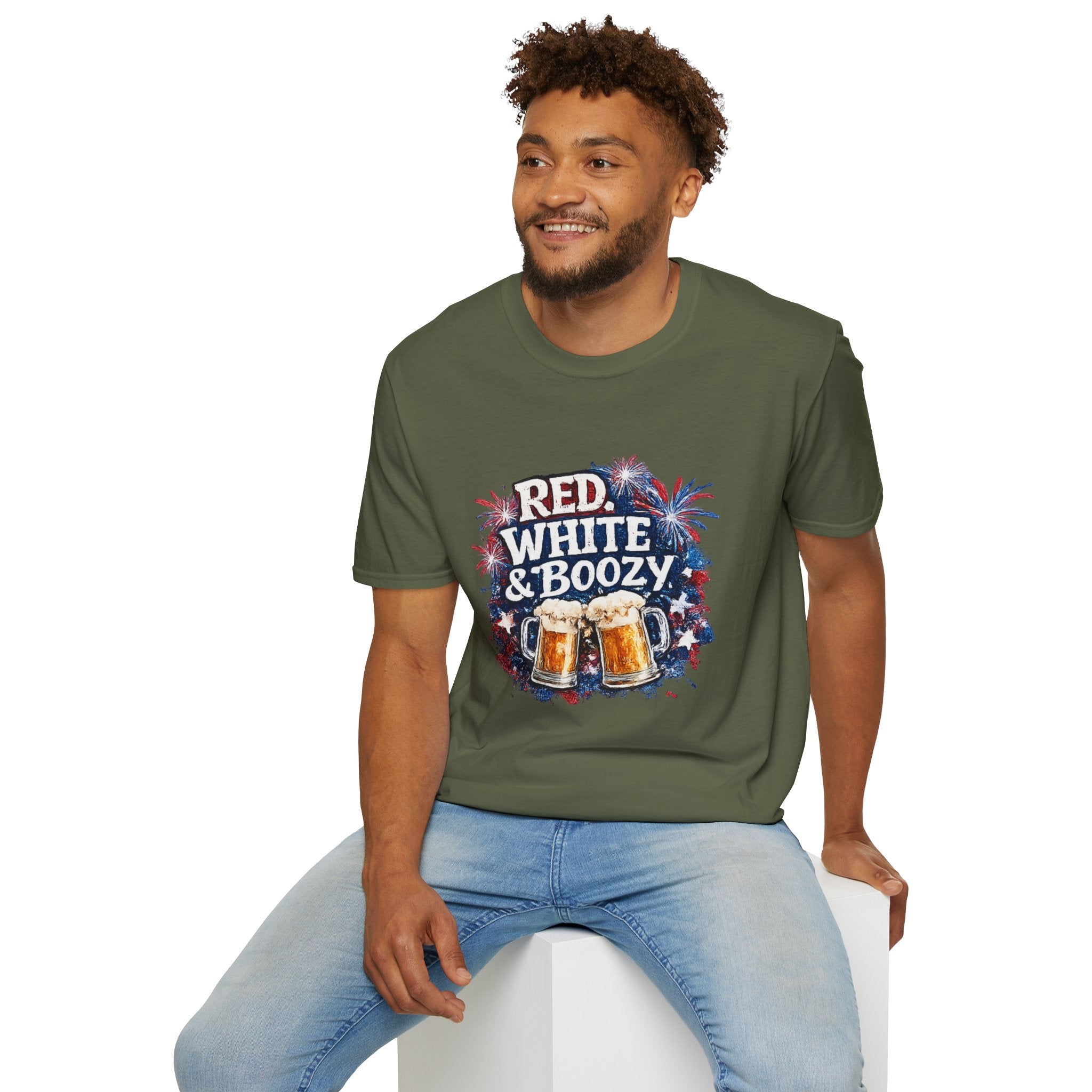 Red, White & Boozy Beer T-Shirt — Patriotic 4th of July Party Tee