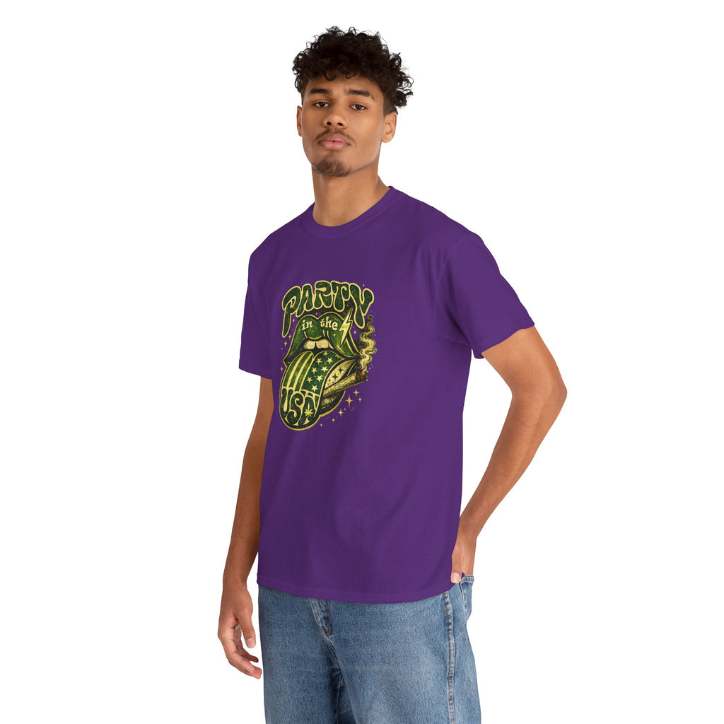 Party in the USA Graphic T-Shirt – Retro Rolling Tongue Design