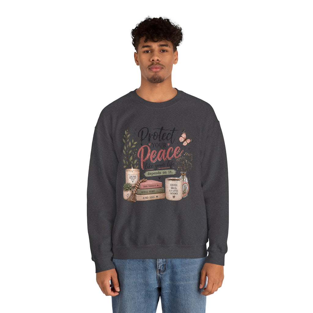 Protect Your Peace Crewneck Sweatshirt – Cozy Inspirational Quote Design