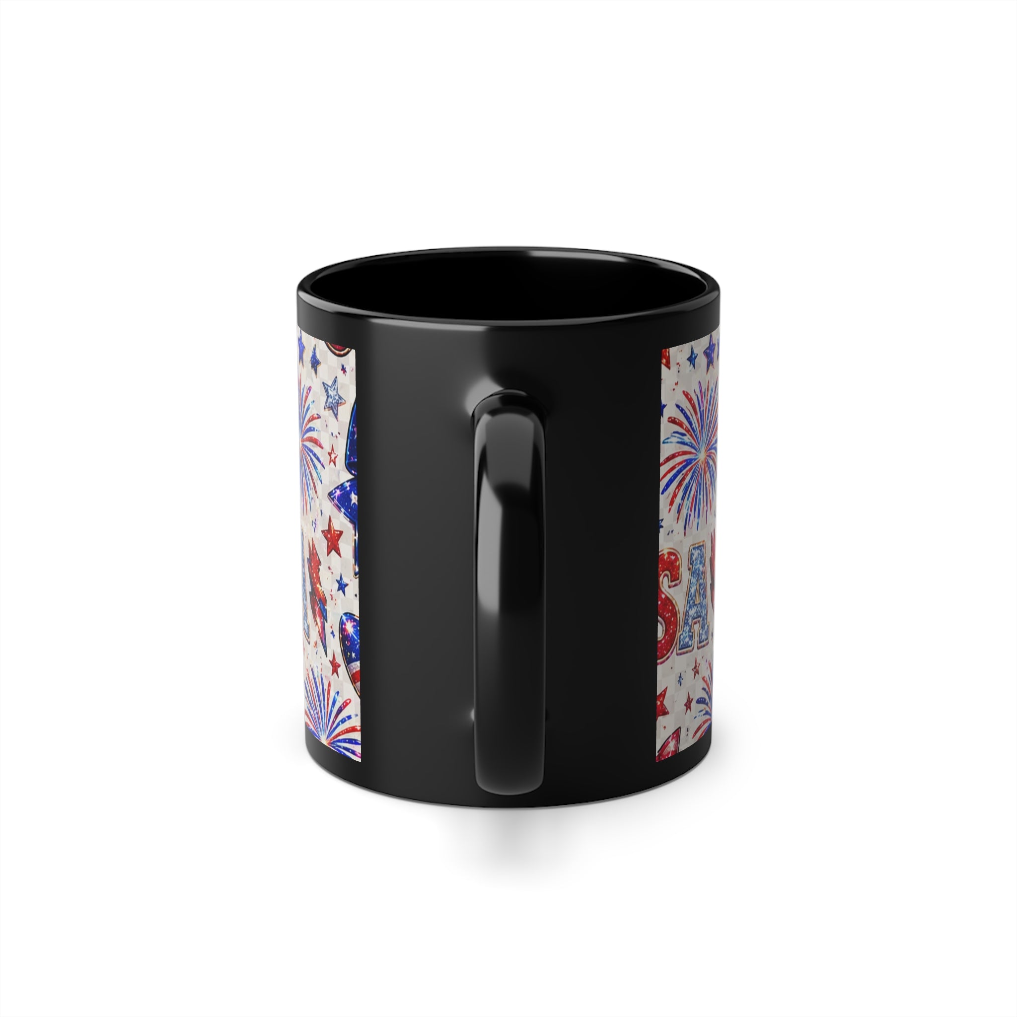 Patriotic 'Stars, Stripes & Good Times' 11oz Black Coffee Mug