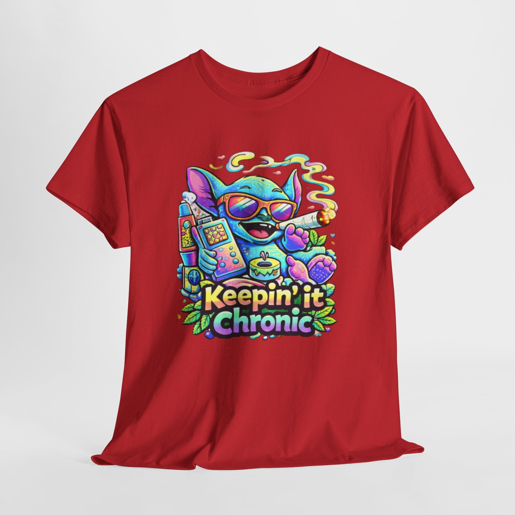 Keepin' It Chronic T-Shirt — Colorful Stoner Cat Graphic Tee
