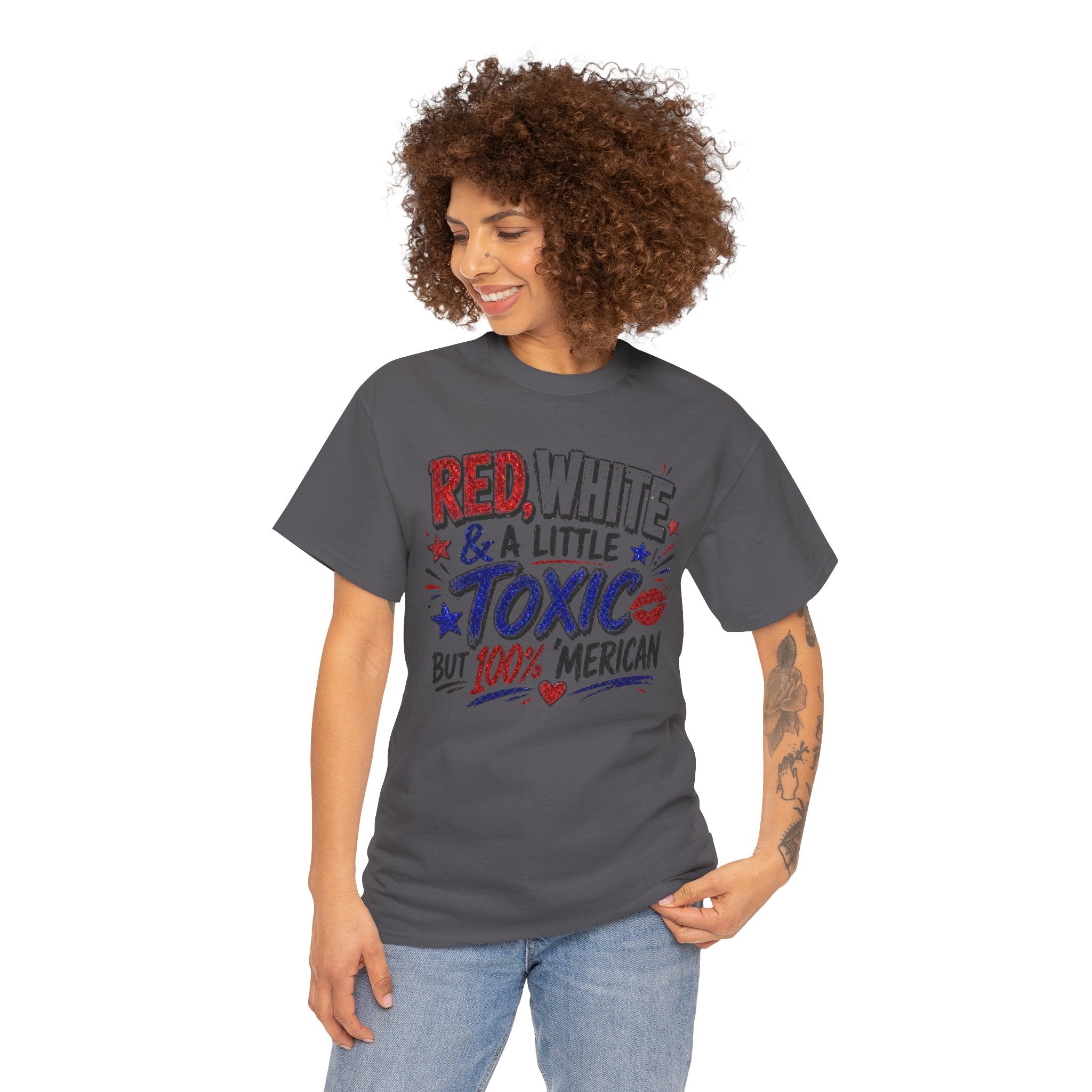 Patriotic 'Red, White & a Little Toxic but 100% Merican' Graphic Tee