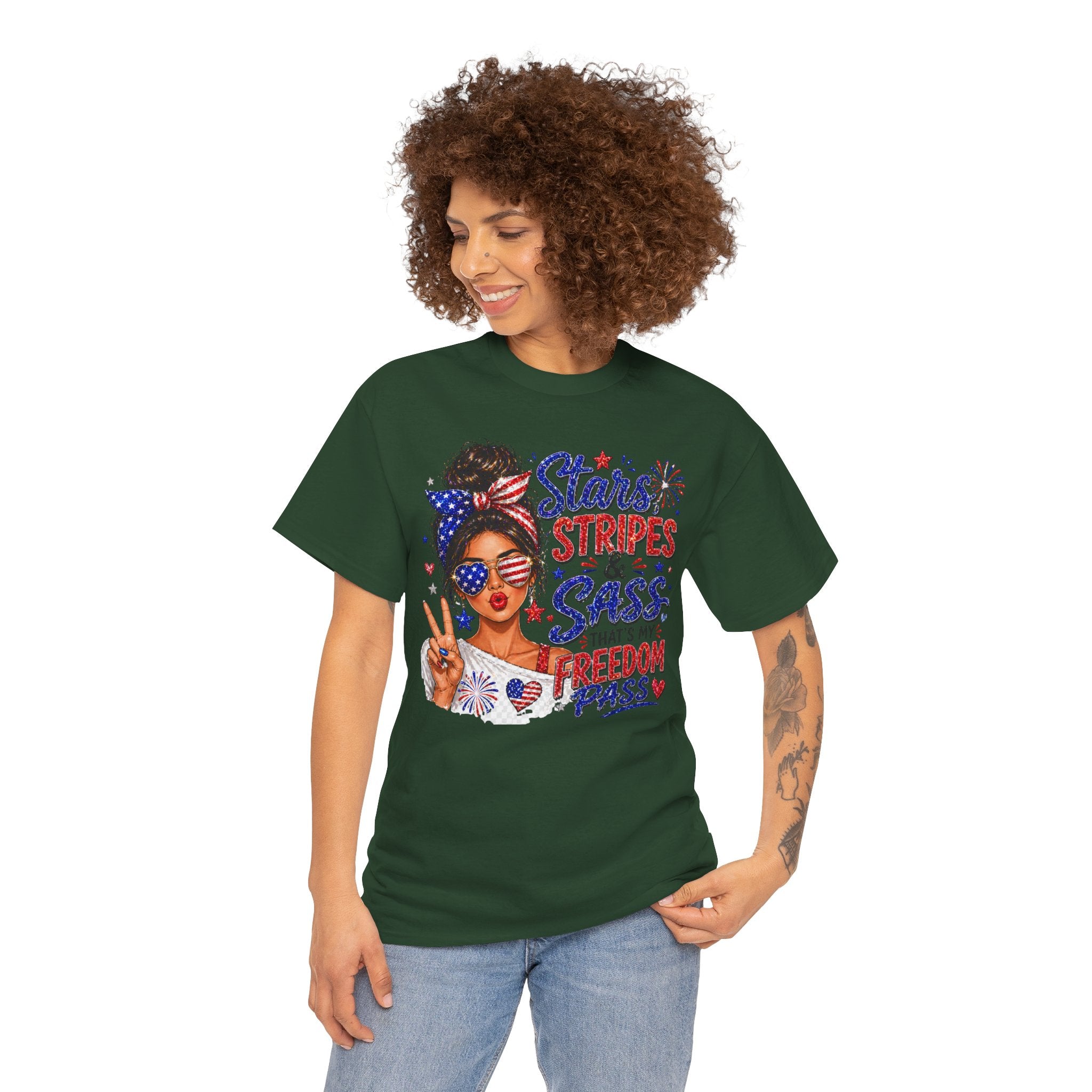Patriotic 'Stars, Stripes & Sass' Tee — Fourth of July Women's Graphic T-Shirt
