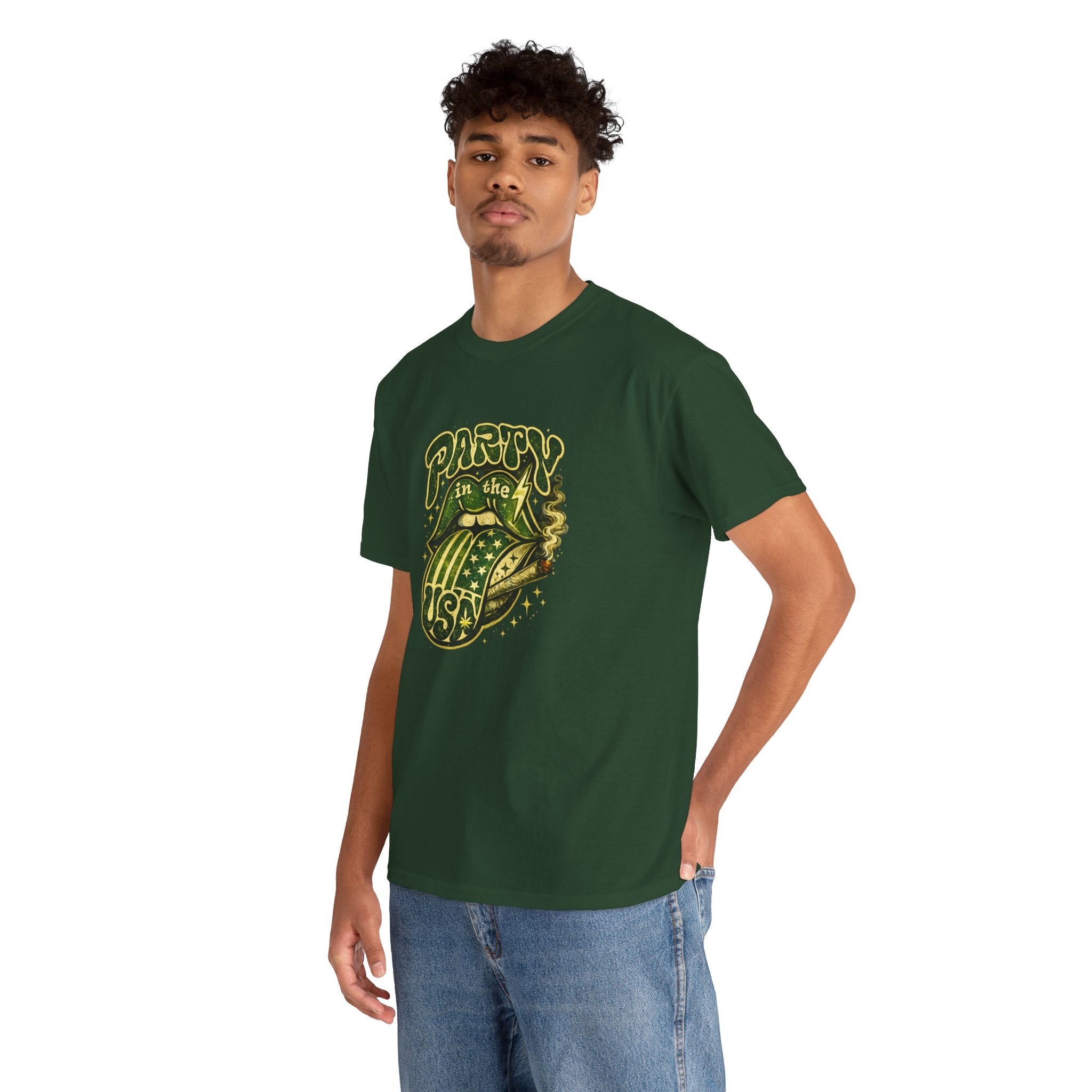 Party in the USA Graphic T-Shirt – Retro Rolling Tongue Design