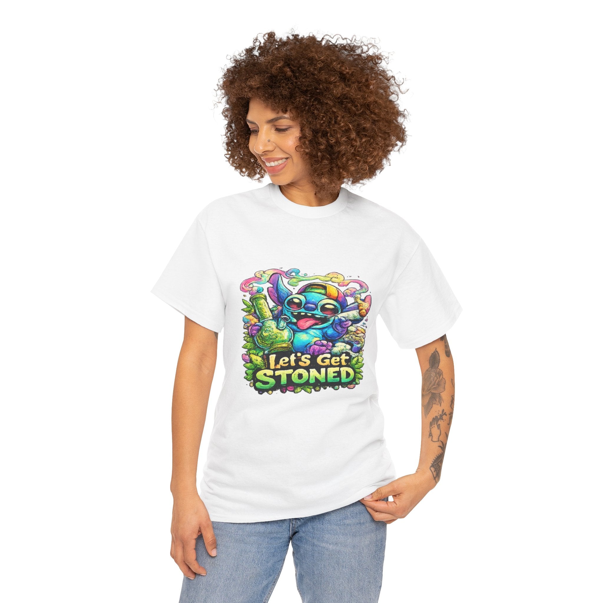 Let's Get Stoned T-Shirt — Colorful Trippy Alien Cannabis Tee