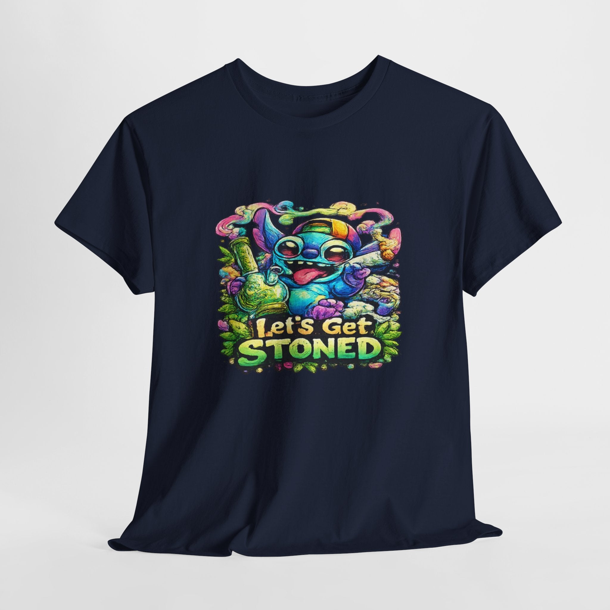 Let's Get Stoned T-Shirt — Colorful Trippy Alien Cannabis Tee