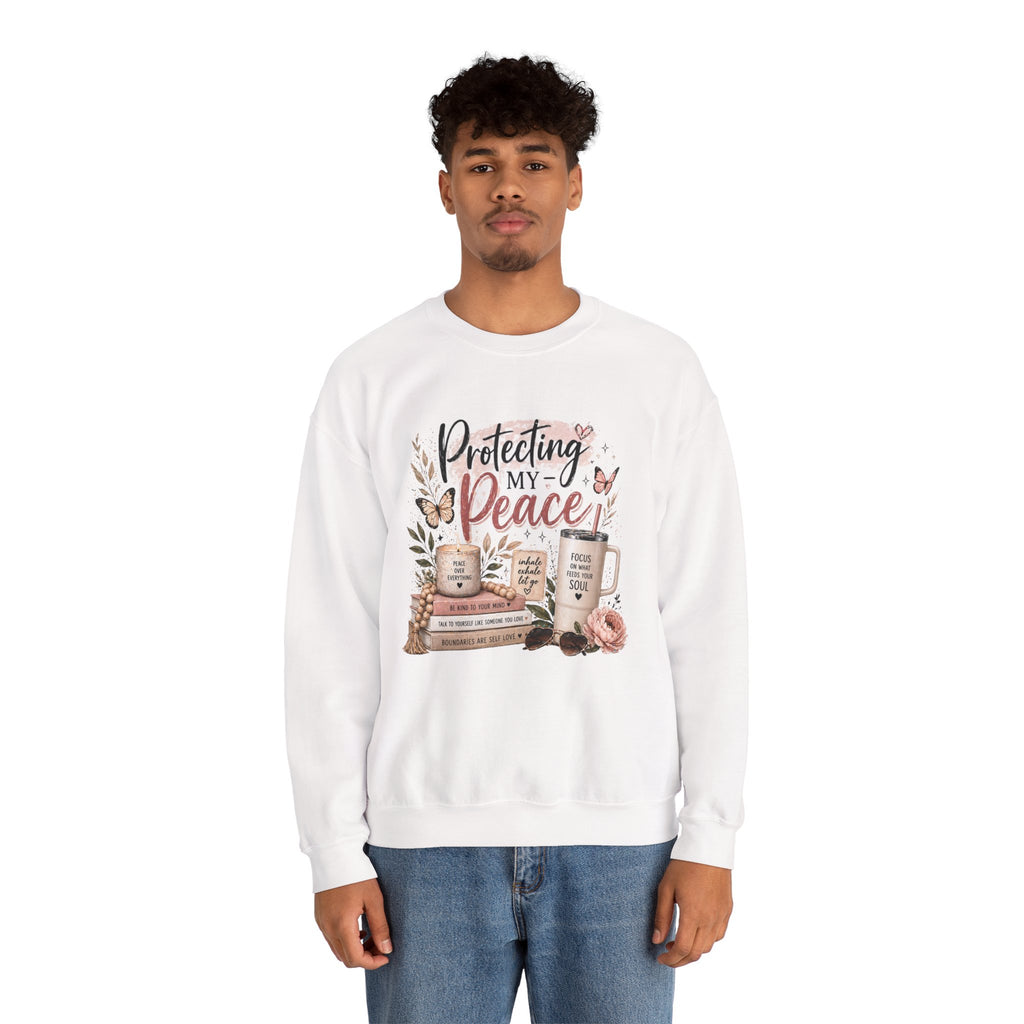 Crewneck Sweatshirt – "Protecting My Peace" Cozy Floral Graphic