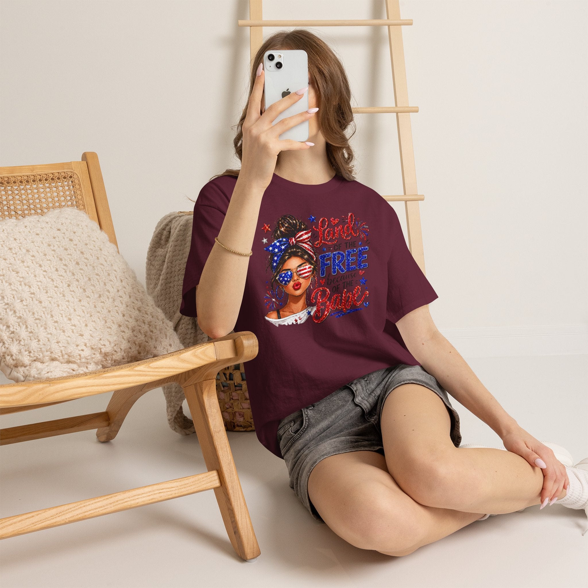 Patriotic Babe T-Shirt — “Land of the Free Because of the Babe” 4th of July Tee