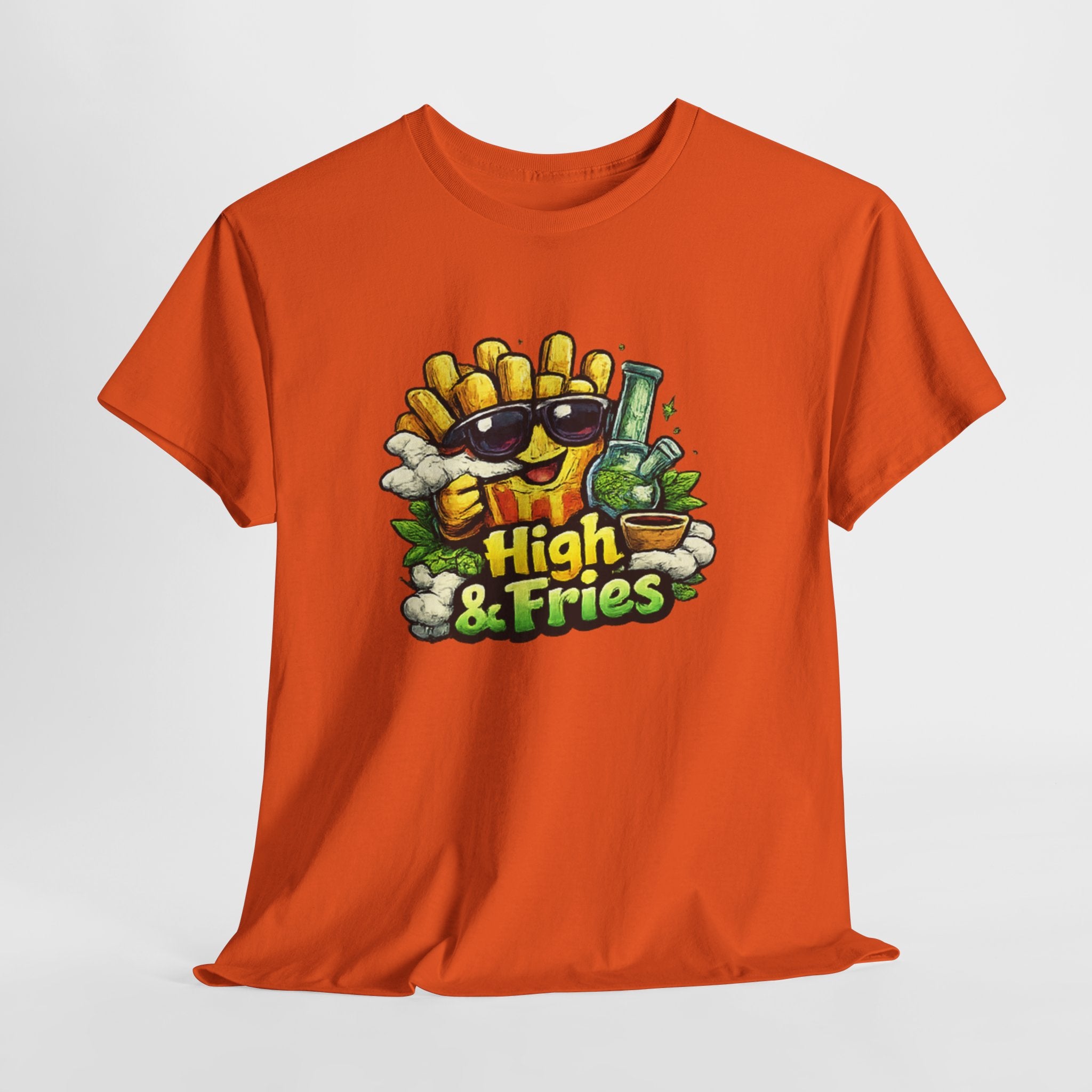 T-Shirt — "High & Fries" Funny Cannabis + Fries Graphic Tee