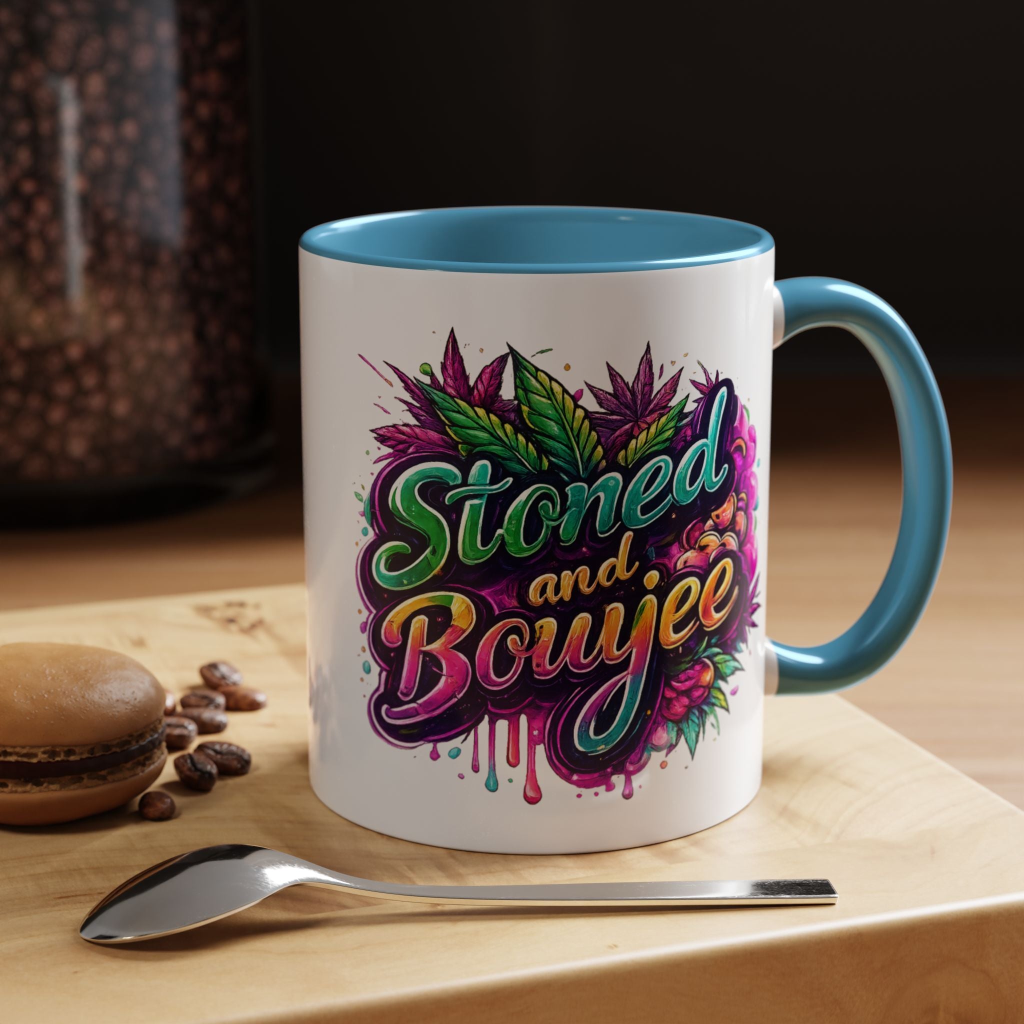 Accent Coffee Mug — "Stoned and Boujee" Colorful Cannabis Art