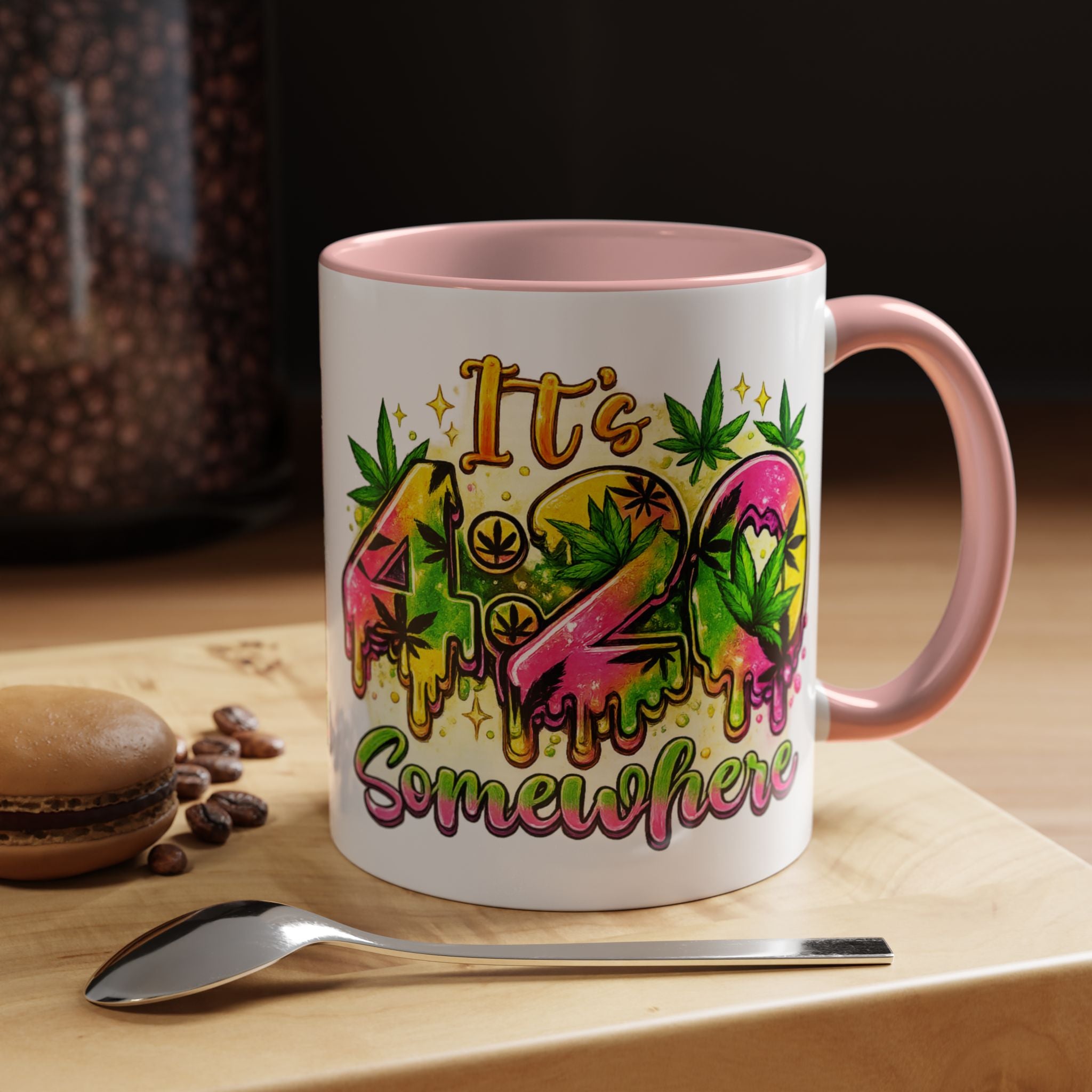 420 Coffee Mug — "It's 420 Somewhere" Accent Tea Cup, Weed-Themed Stoner Gift