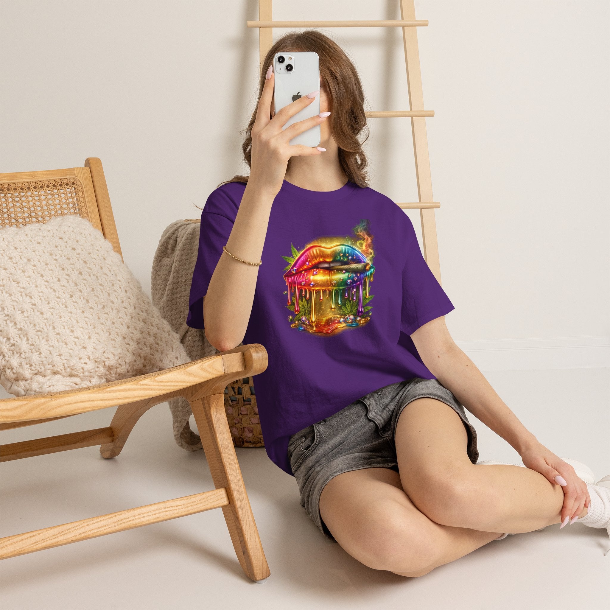 Rainbow Drip Lips T-Shirt — Neon Melting Lip Art Tee