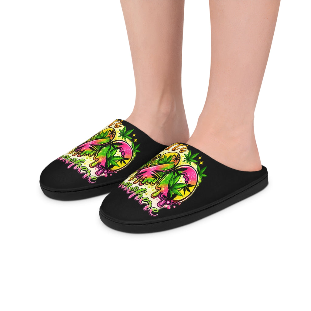 "It's Somewhere" Colorful Retro Tropical Indoor House Slippers