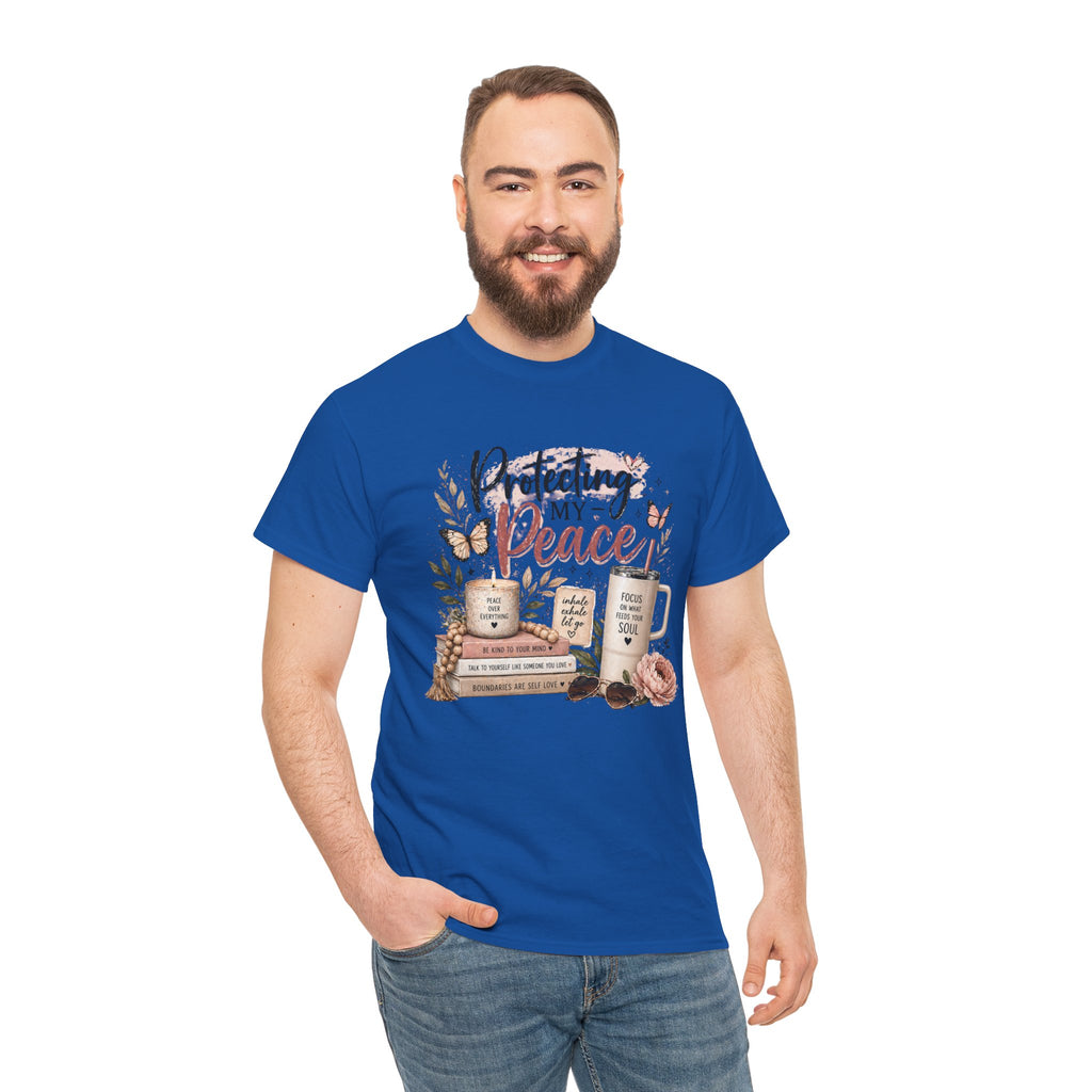 Protecting My Peace T-Shirt — Cozy Floral Coffee & Book Graphic Tee