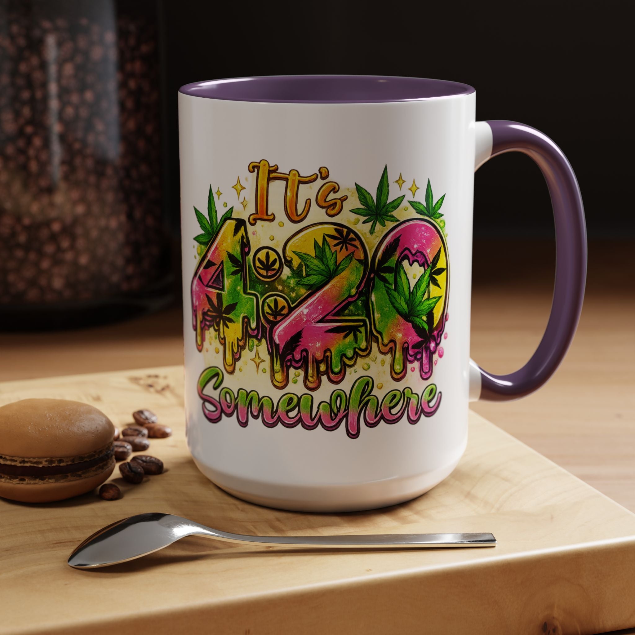 420 Coffee Mug — "It's 420 Somewhere" Accent Tea Cup, Weed-Themed Stoner Gift