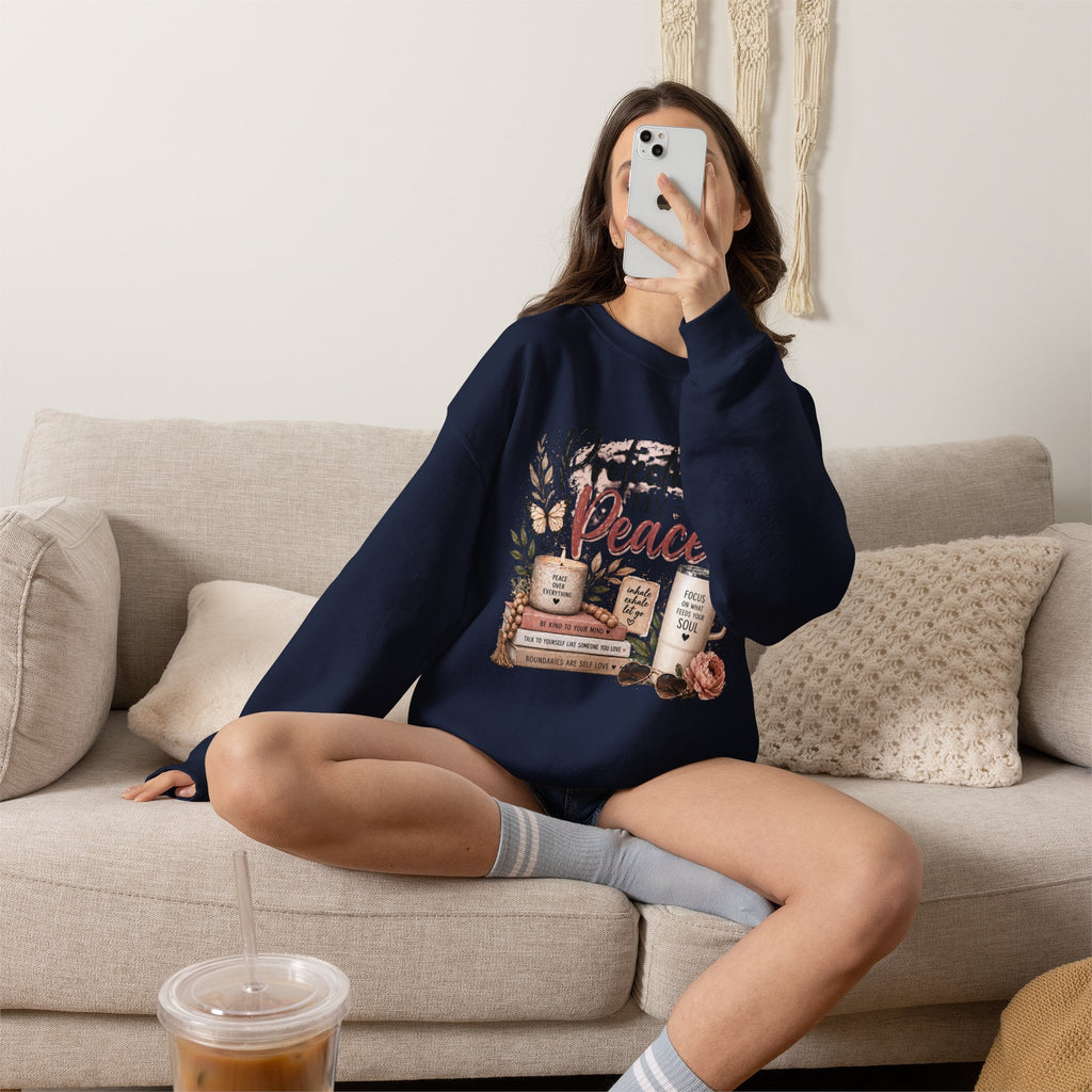 Crewneck Sweatshirt – "Protecting My Peace" Cozy Floral Graphic