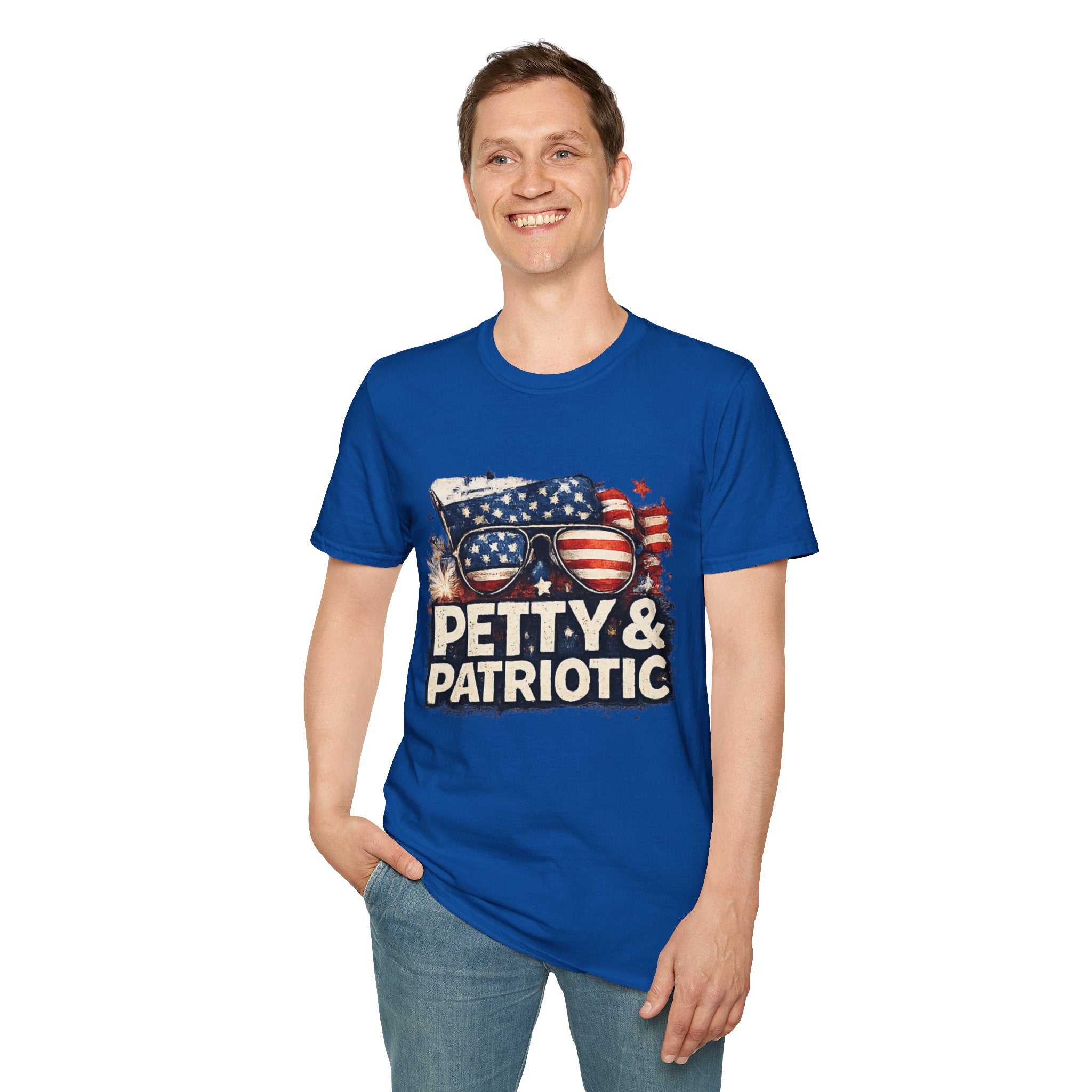 Petty & Patriotic T-Shirt — Funny American Flag Sunglasses Tee