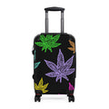 Carry-On Suitcase with Colorful Cannabis Leaf Print – Travel Luggage, Funky Marijuana Leaf Design