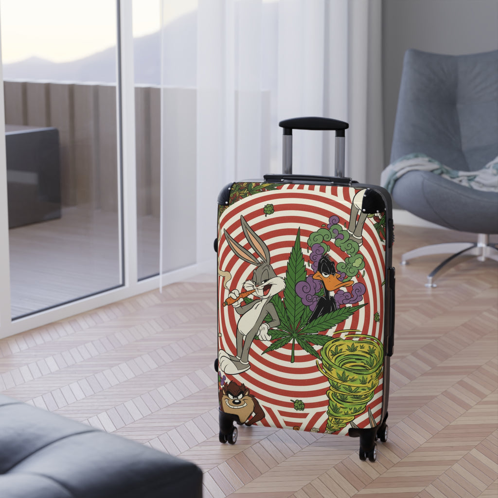 Cannabis Cartoon Suitcase – Retro Bugs Bunny & Daffy Luggage