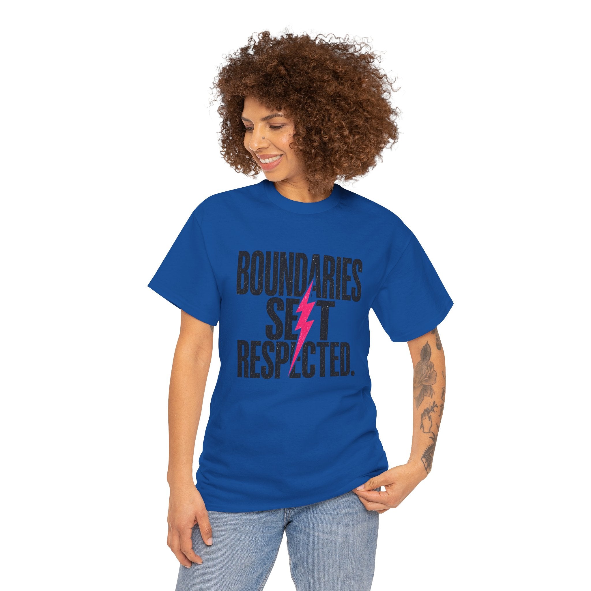T-Shirt — "Boundaries Set. Respected." Lightning Bolt Graphic Tee