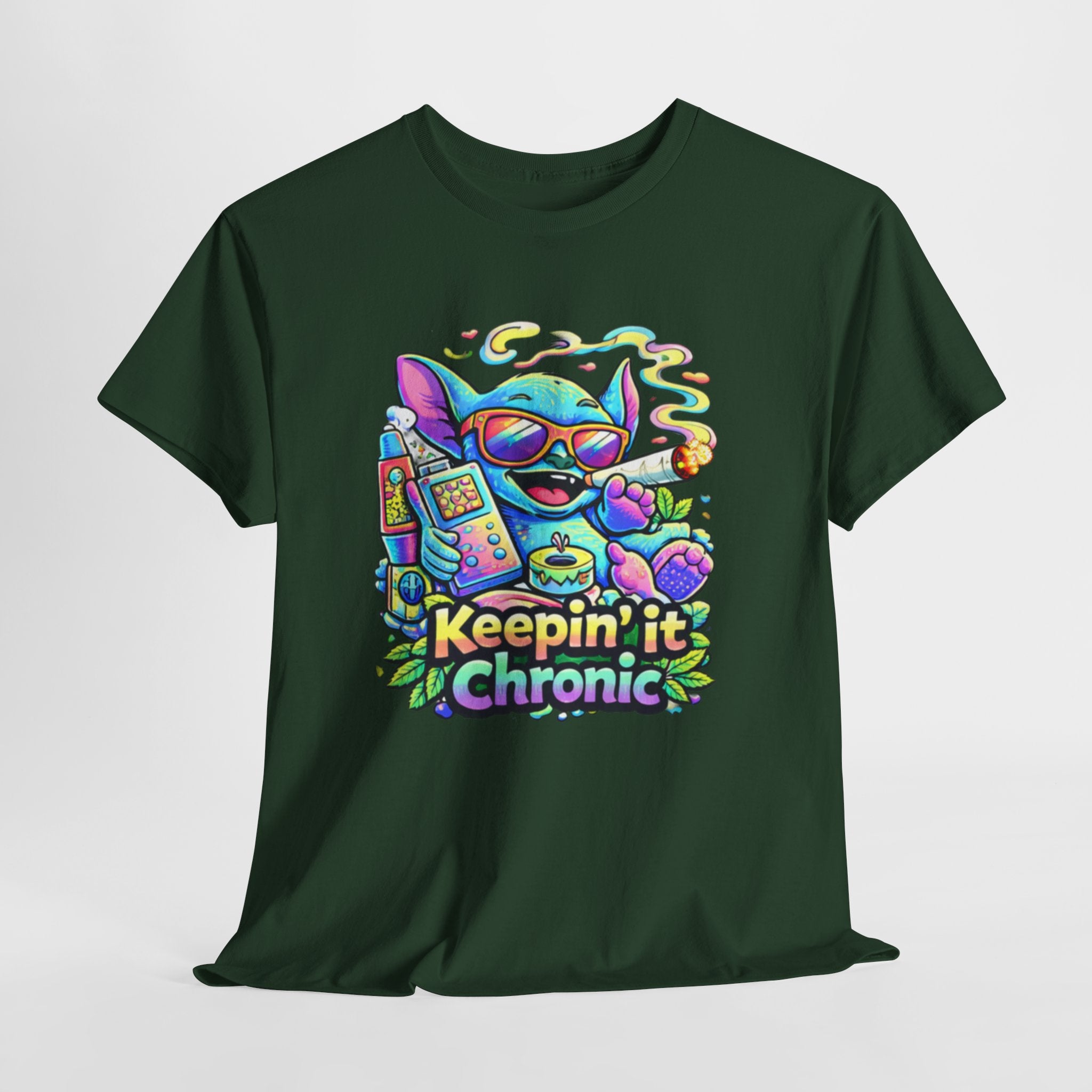Keepin' It Chronic T-Shirt — Colorful Stoner Cat Graphic Tee