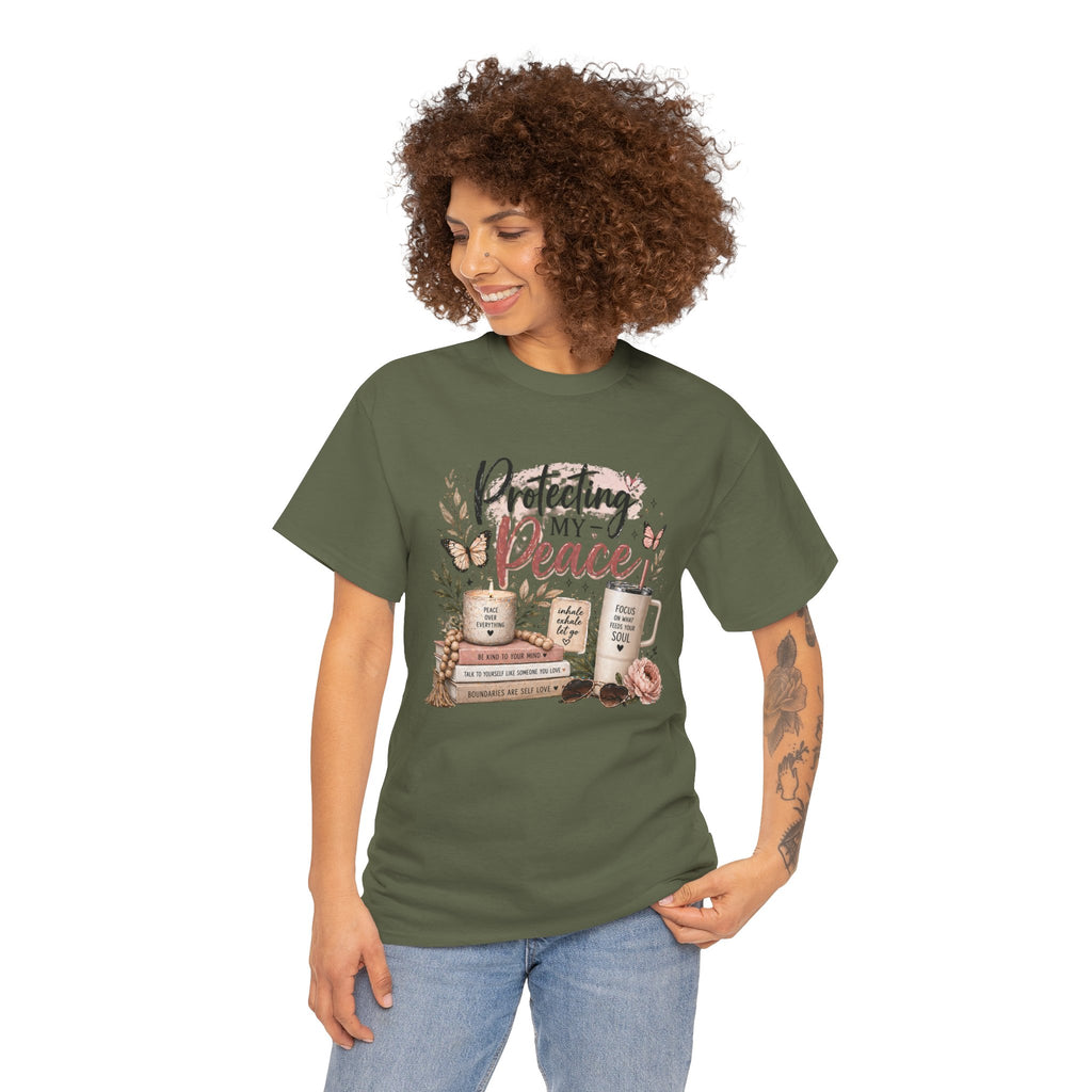 Protecting My Peace T-Shirt — Cozy Floral Coffee & Book Graphic Tee