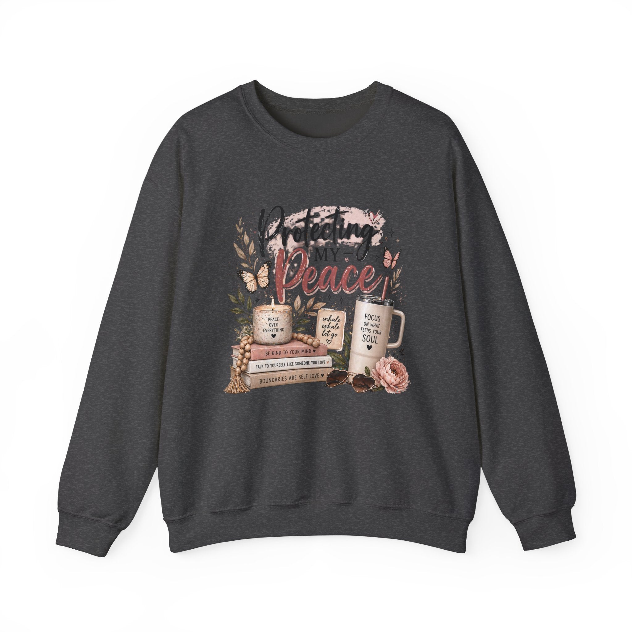 Crewneck Sweatshirt – "Protecting My Peace" Cozy Floral Graphic
