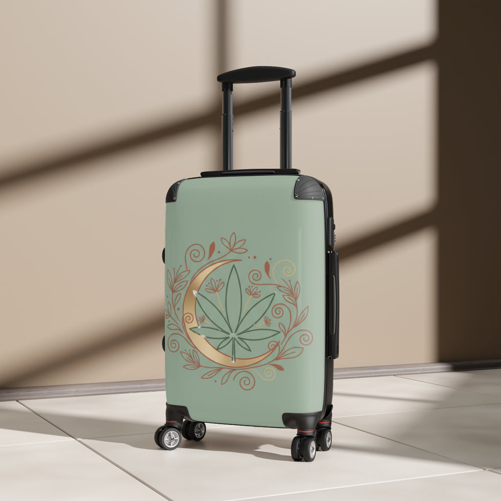 Moon & Leaf Carry-On Suitcase — Botanical Crescent Travel Luggage