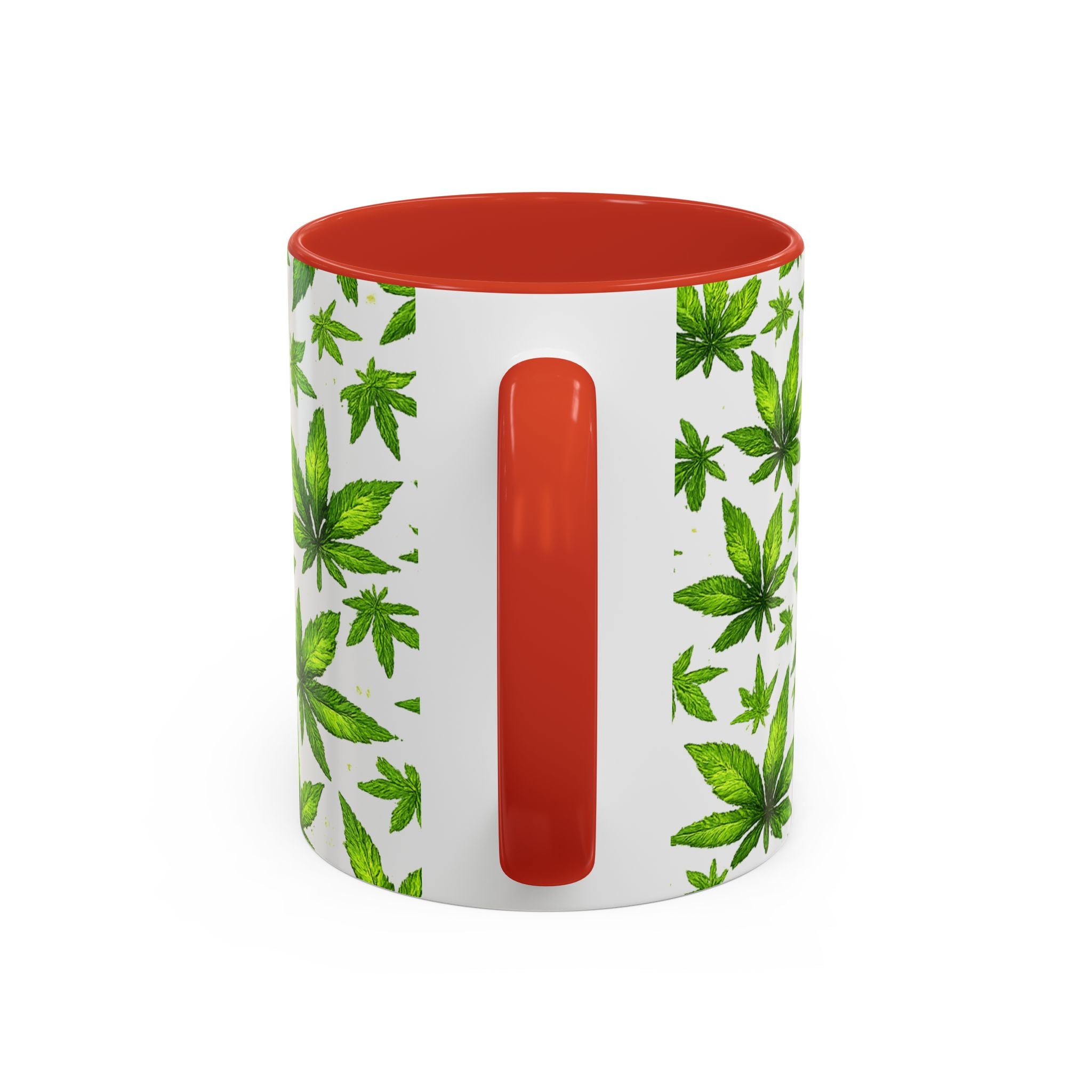 Cannabis Leaf Pattern Accent Coffee Mug – 11/15oz Ceramic