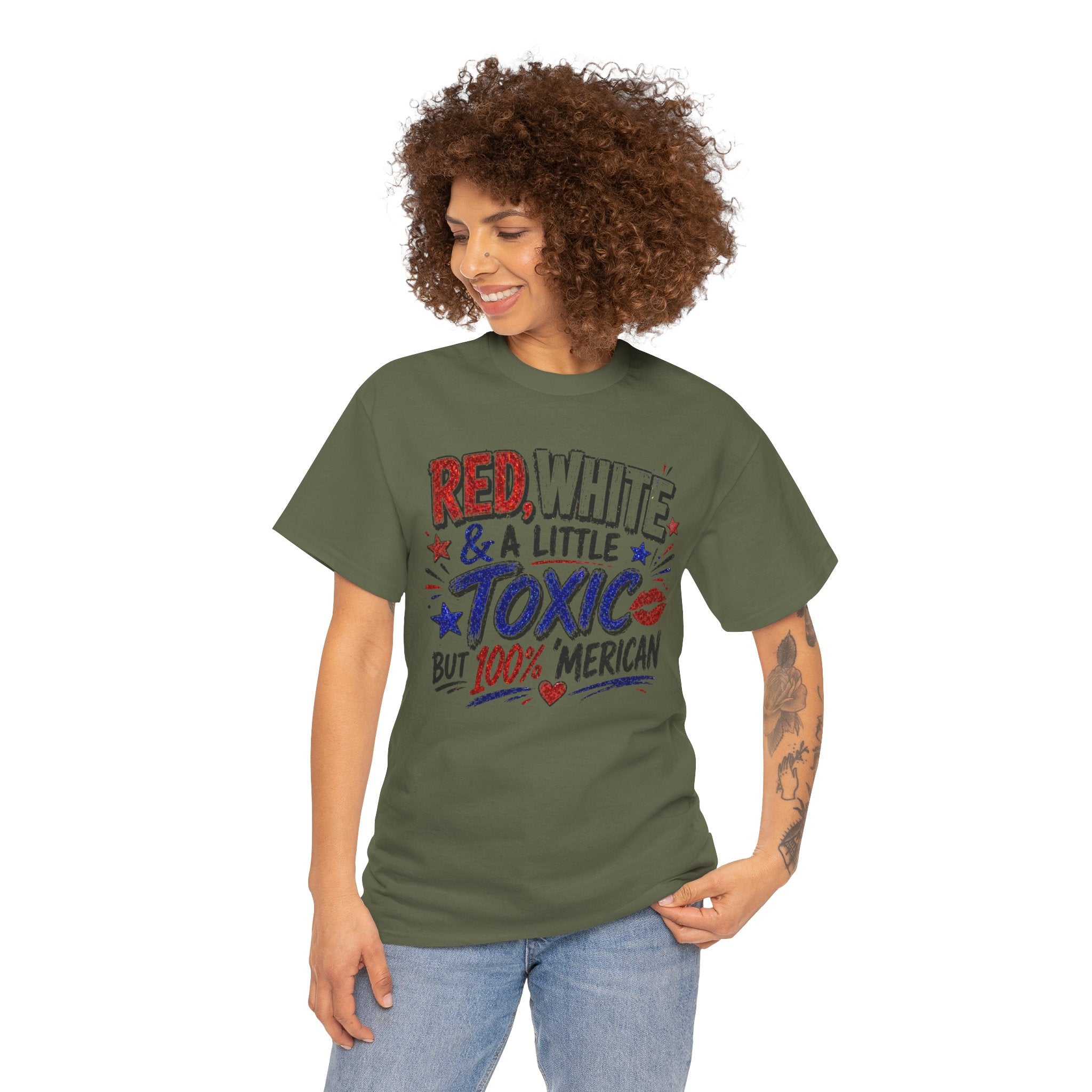Patriotic 'Red, White & a Little Toxic but 100% Merican' Graphic Tee