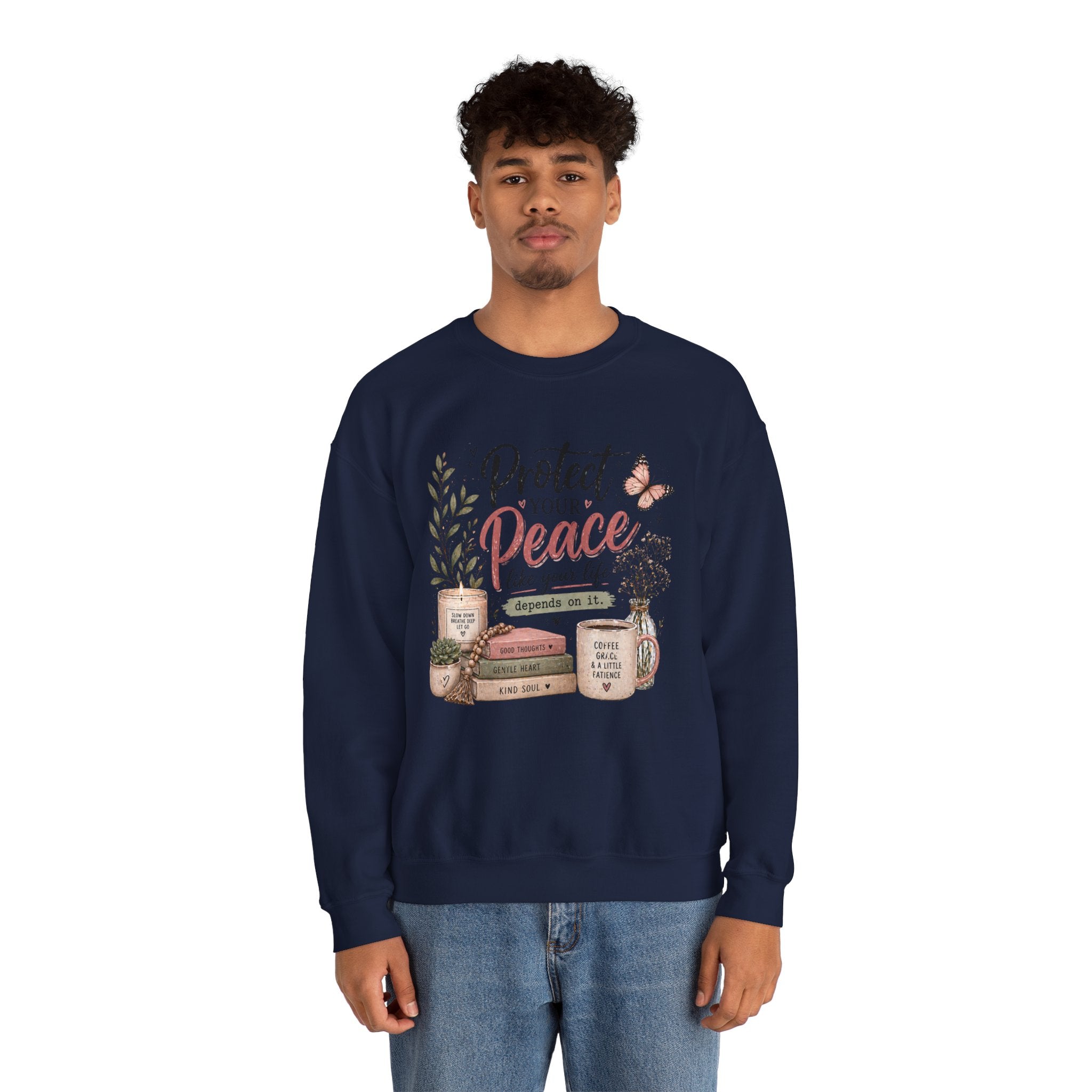 Protect Your Peace Crewneck Sweatshirt – Cozy Inspirational Quote Design