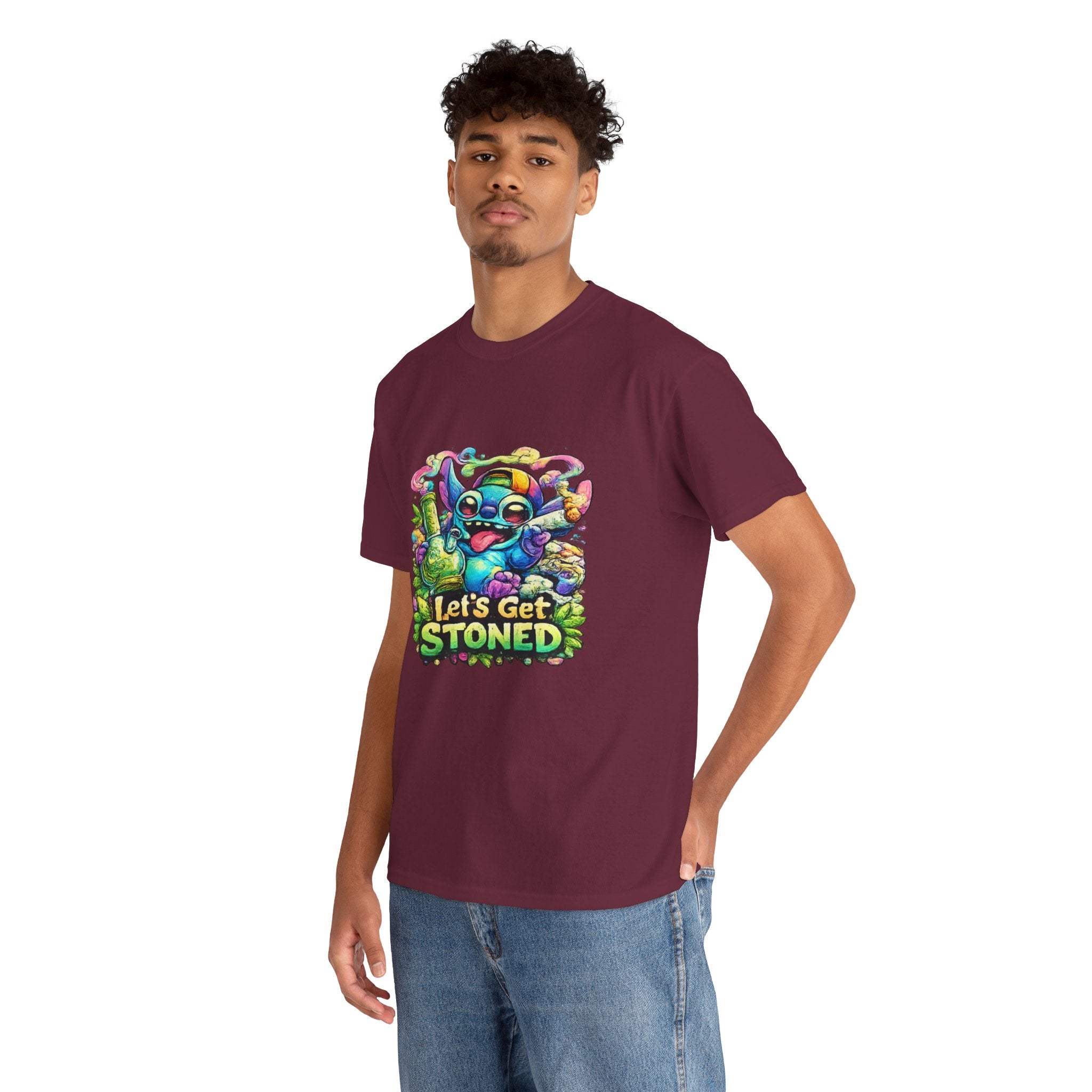 Let's Get Stoned T-Shirt — Colorful Trippy Alien Cannabis Tee
