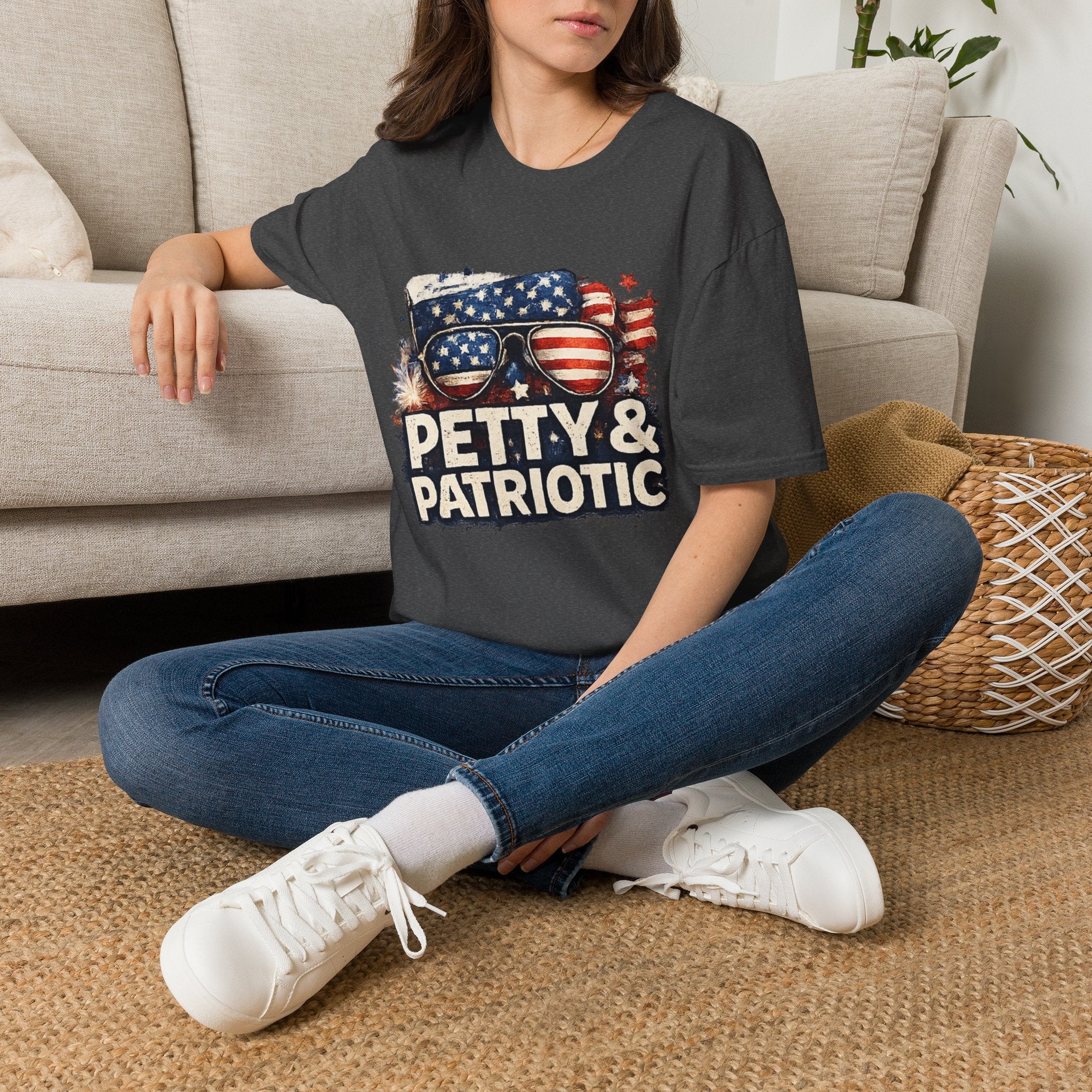 Petty & Patriotic T-Shirt — Funny American Flag Sunglasses Tee