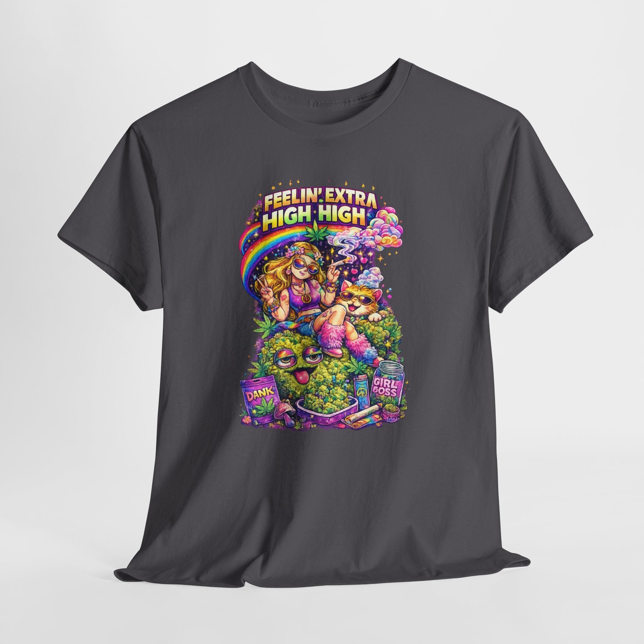 T-Shirt — "Feelin' Extra High High" Psychedelic Cannabis Graphic Tee