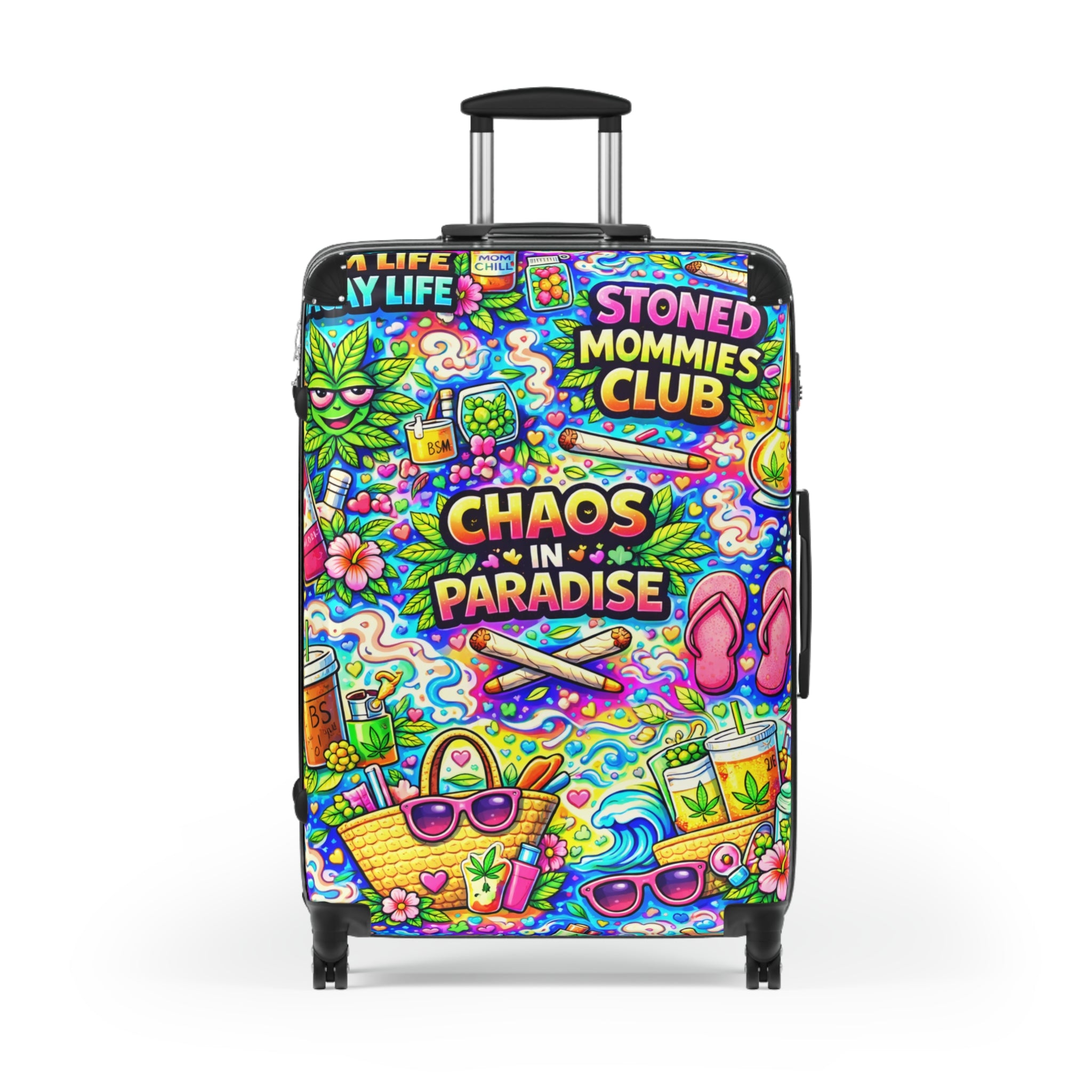 Chaos in Paradise Carry-On Suitcase — Colorful Stoner Mommies Club Travel Luggage
